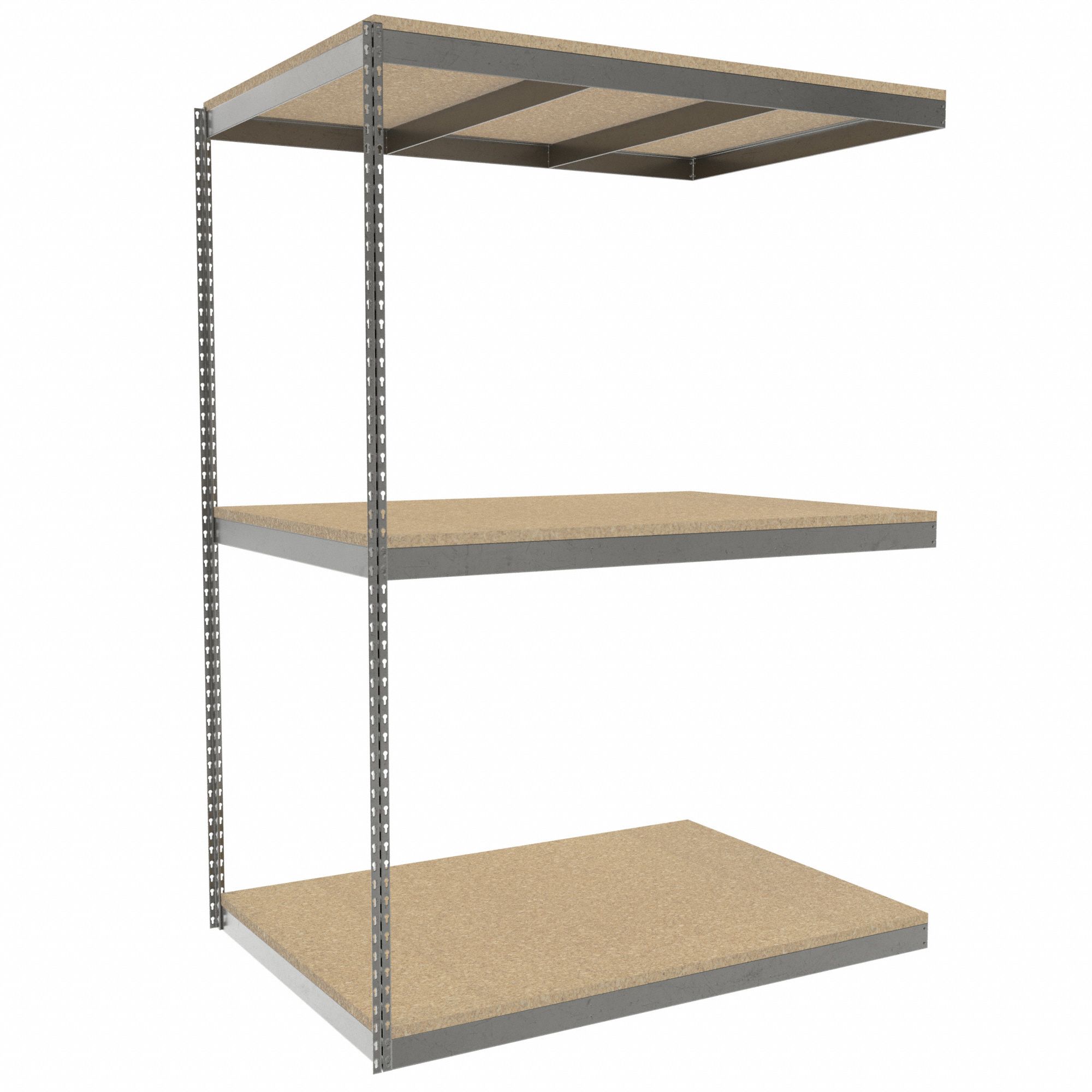 Boltless Shelving: Add-On, Heavy-Duty, 60 in x 42 in, 84 in Overall Ht, 3 Shelves