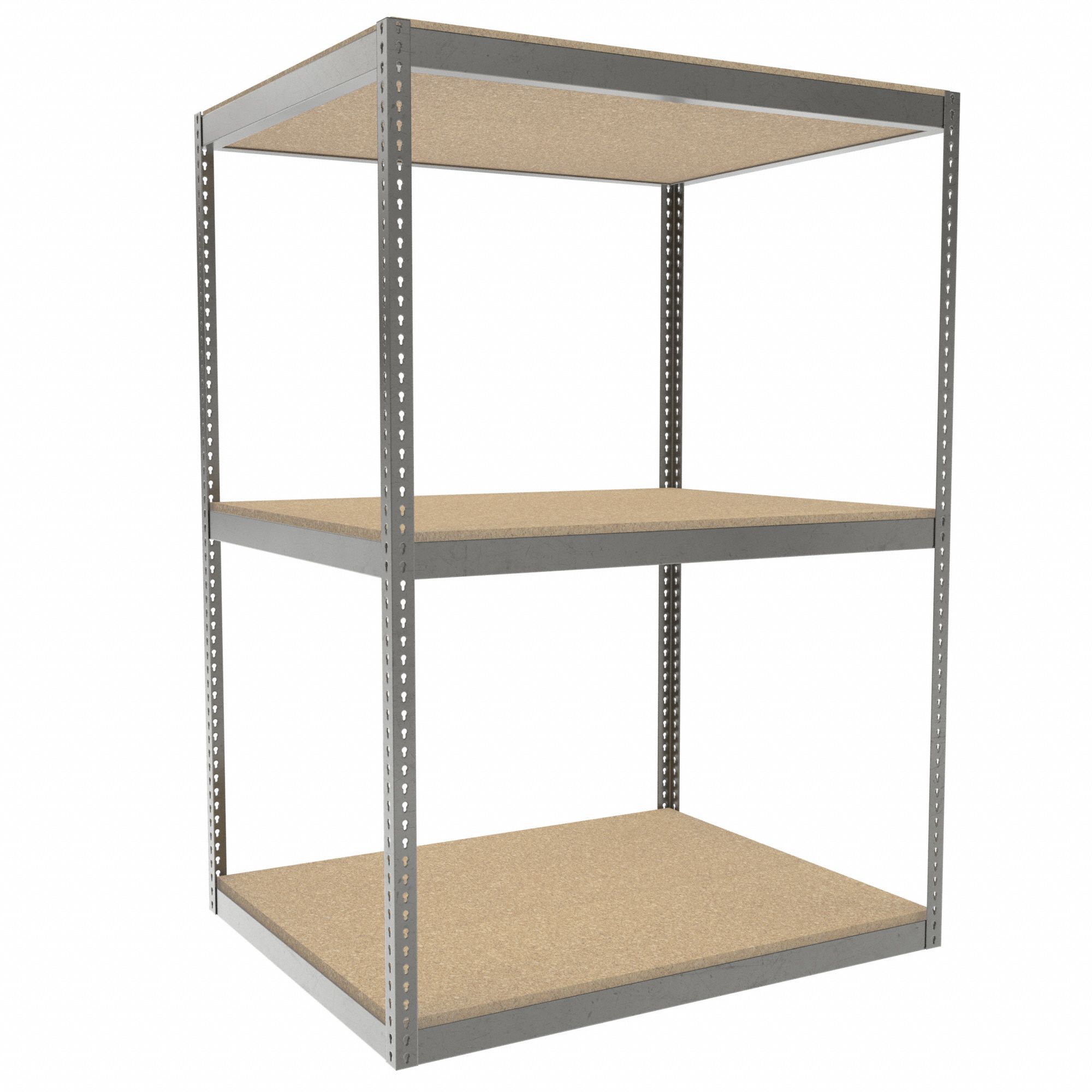 Boltless Shelving: Starter, Heavy-Duty, 60 in x 48 in, 84 in Overall Ht, 3 Shelves, Open