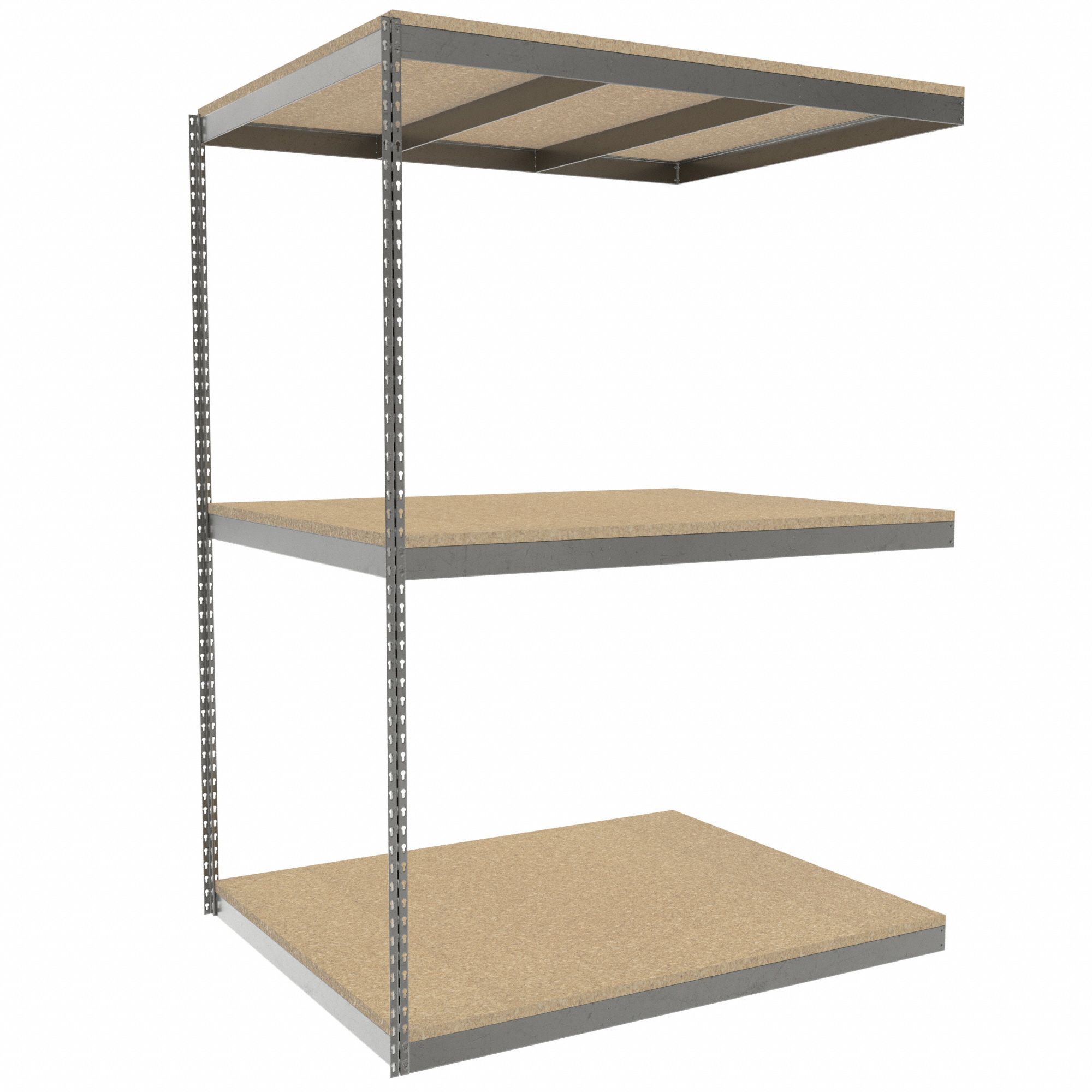 Boltless Shelving: Add-On, Heavy-Duty, 60 in x 48 in, 84 in Overall Ht, 3 Shelves