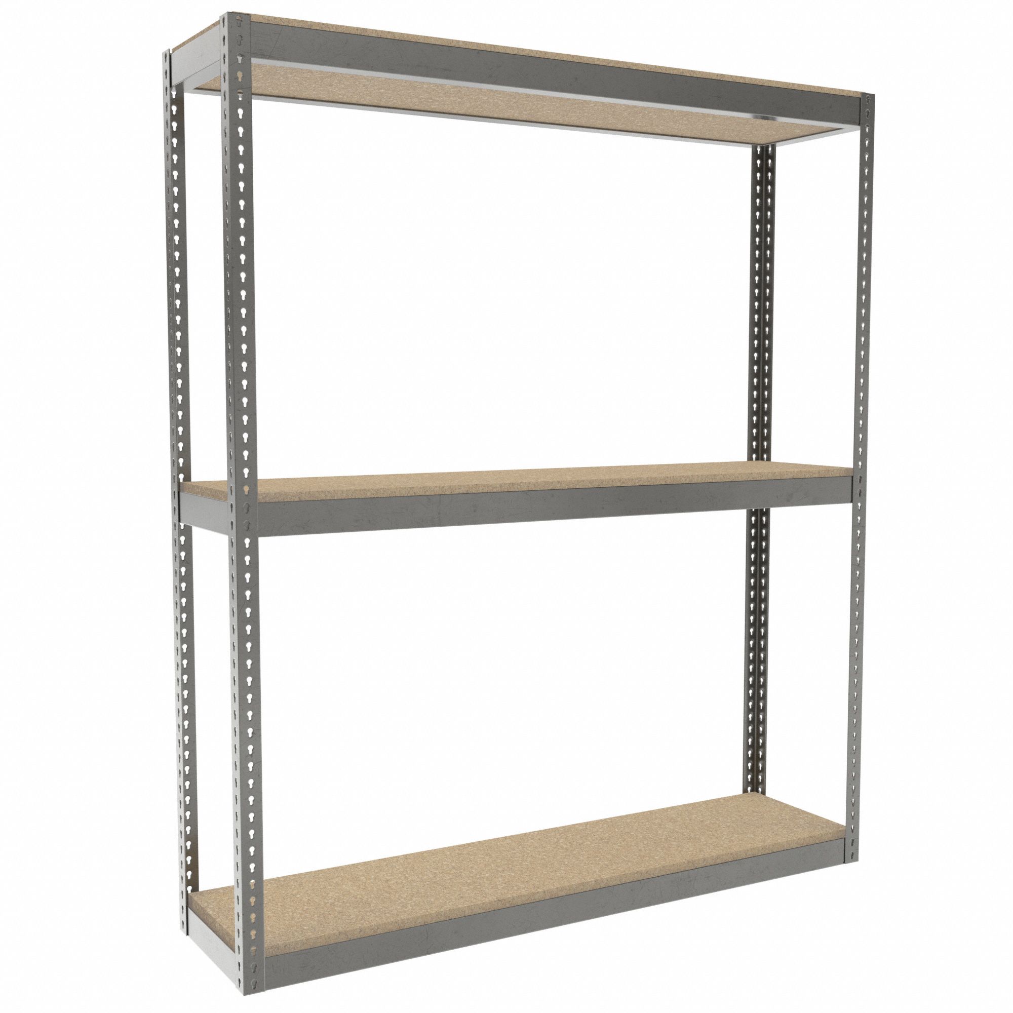 Boltless Shelving: Starter, Heavy-Duty, 72 in x 18 in, 84 in Overall Ht, 3 Shelves, Open