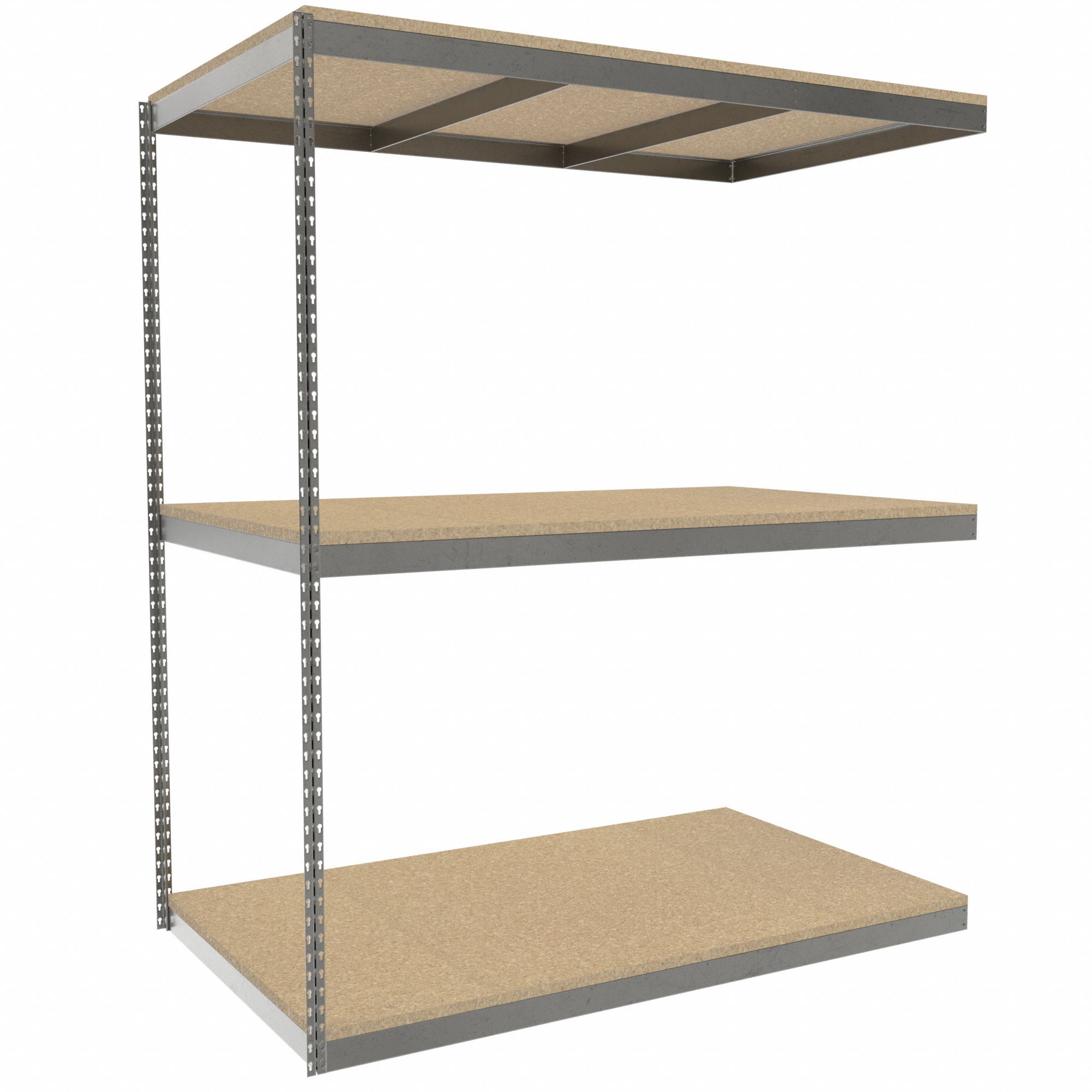 Boltless Shelving: Add-On, Heavy-Duty, 72 in x 42 in, 84 in Overall Ht, 3 Shelves