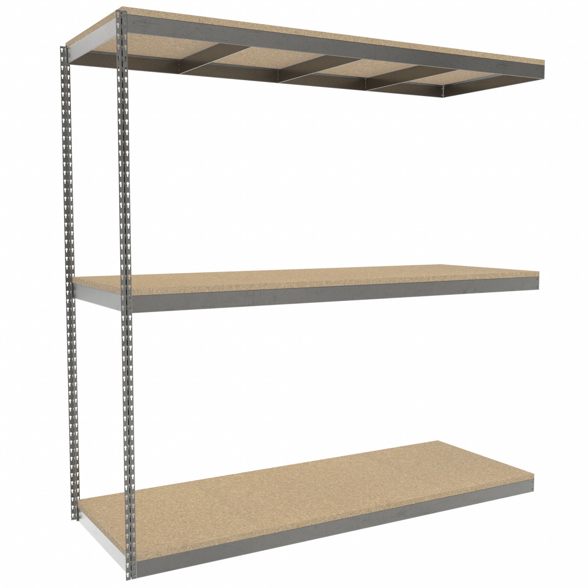 Boltless Shelving: Add-On, Heavy-Duty, 84 in x 30 in, 84 in Overall Ht, 3 Shelves