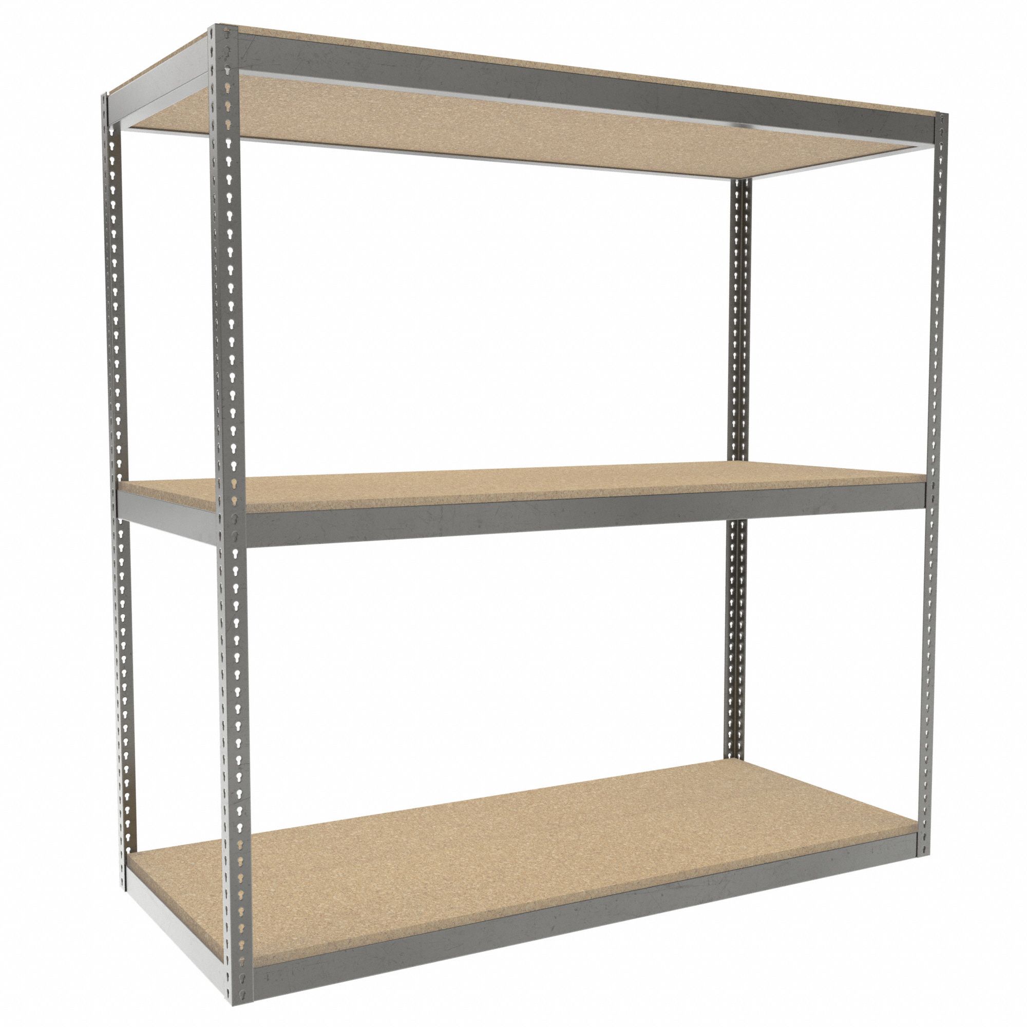 Boltless Shelving: Starter, Heavy-Duty, 84 in x 36 in, 84 in Overall Ht, 3 Shelves, Open