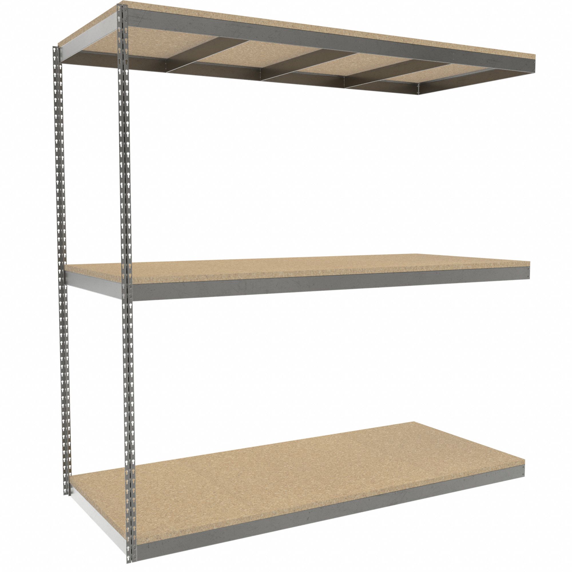 Boltless Shelving: Add-On, Heavy-Duty, 84 in x 36 in, 84 in Overall Ht, 3 Shelves