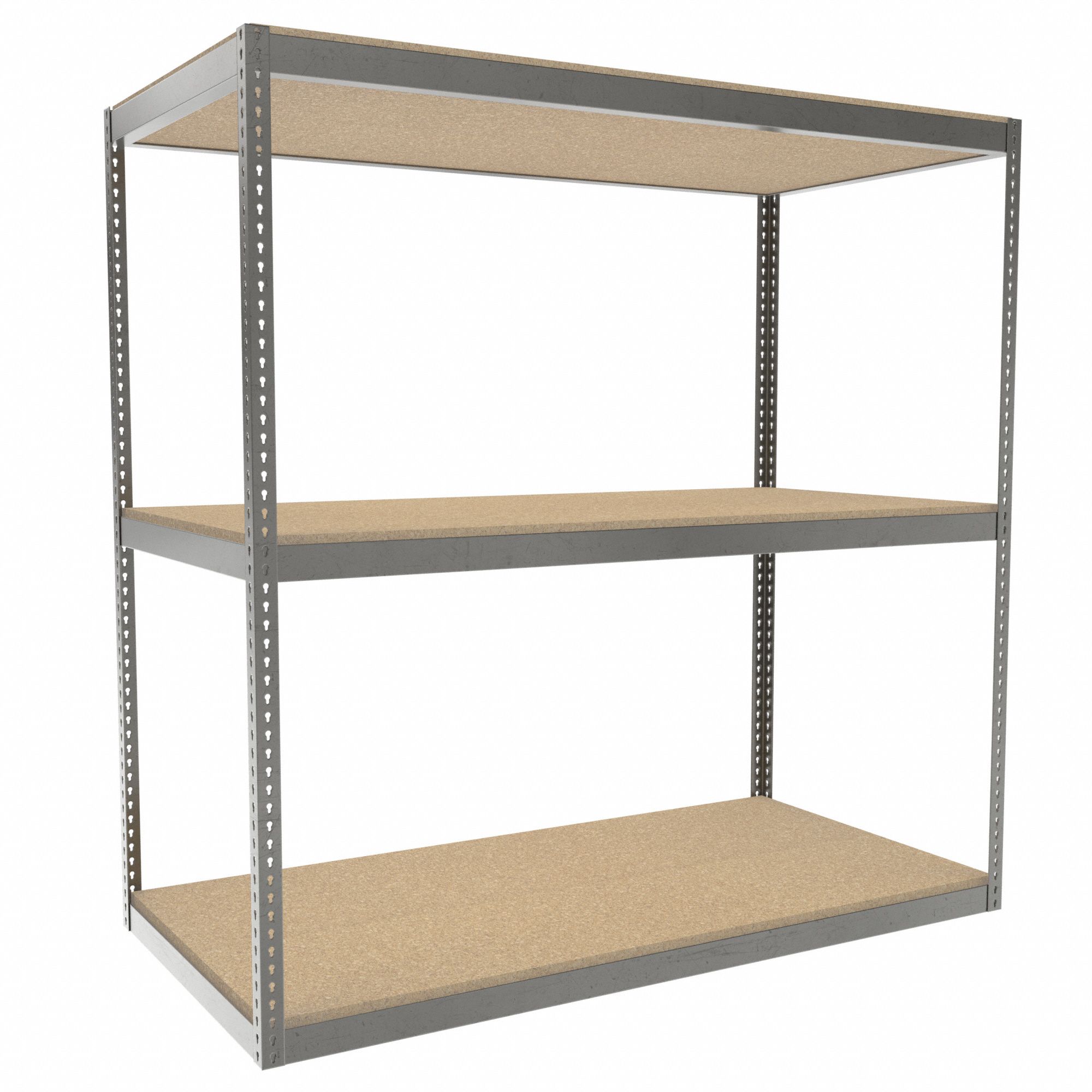Boltless Shelving: Starter, Heavy-Duty, 84 in x 42 in, 84 in Overall Ht, 3 Shelves, Open