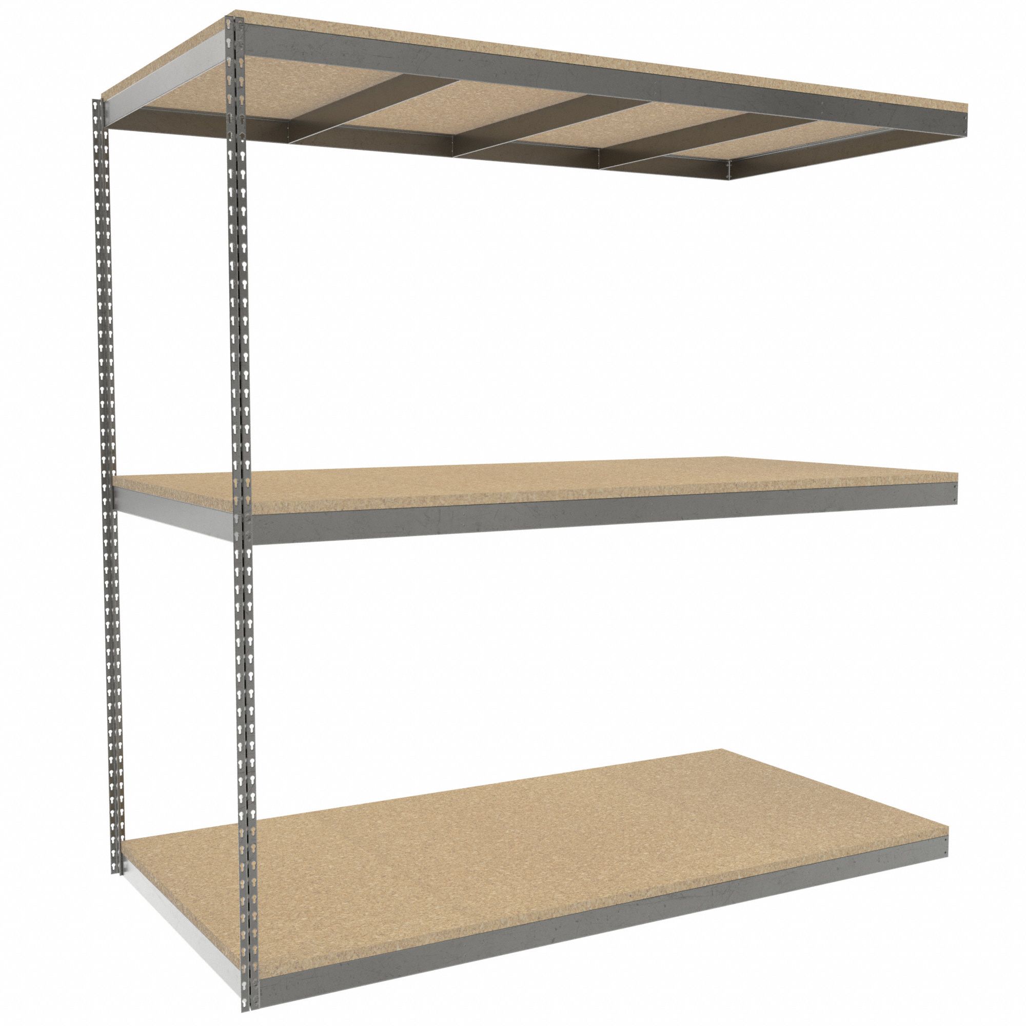 Boltless Shelving: Add-On, Heavy-Duty, 84 in x 42 in, 84 in Overall Ht, 3 Shelves