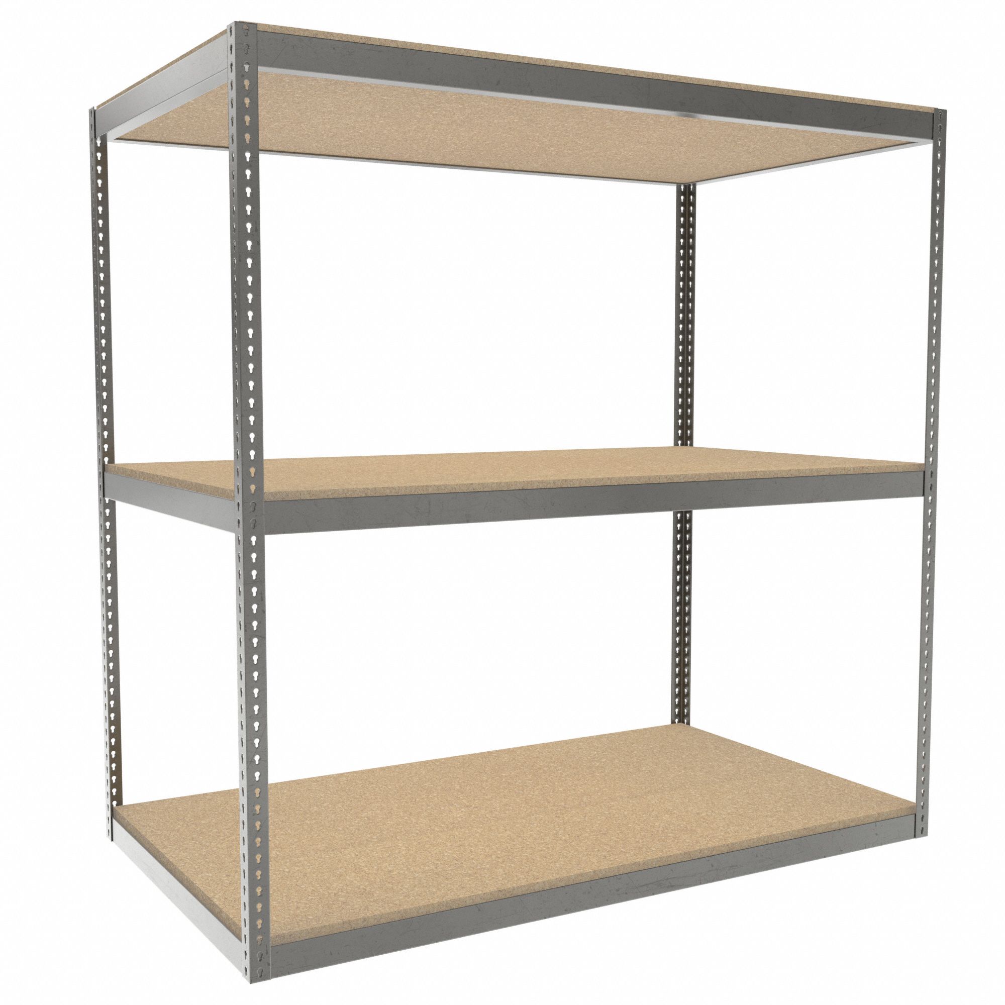 Boltless Shelving: Starter, Heavy-Duty, 84 in x 48 in, 84 in Overall Ht, 3 Shelves, Open