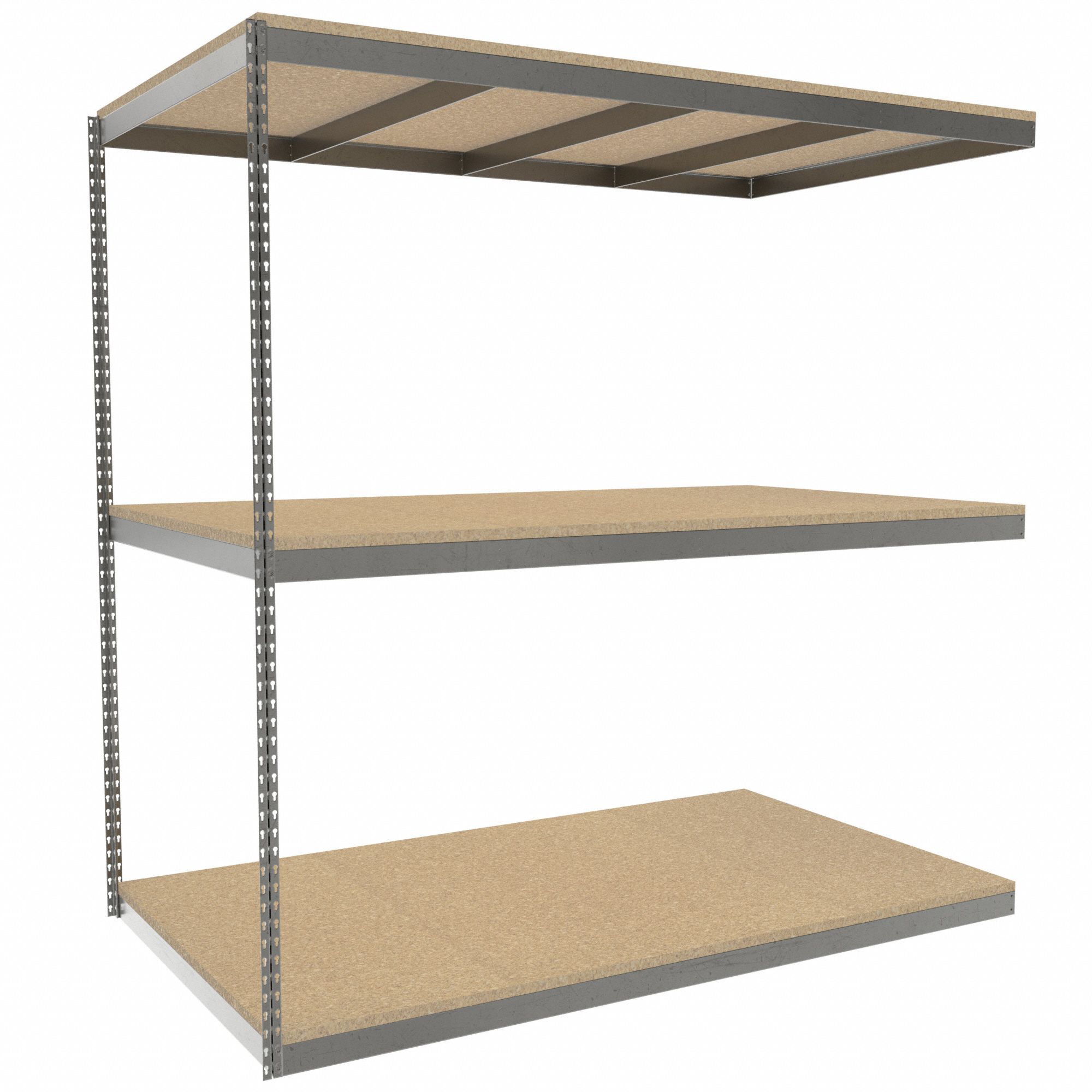 Boltless Shelving: Add-On, Heavy-Duty, 84 in x 48 in, 84 in Overall Ht, 3 Shelves