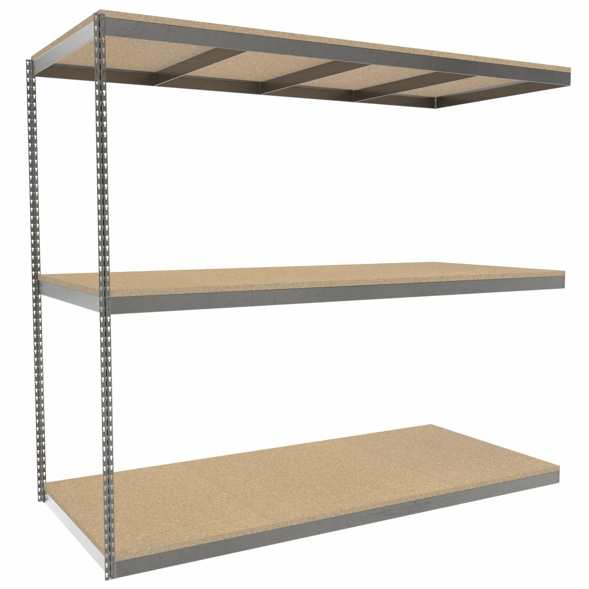 Boltless Shelving: Add-On, Heavy-Duty, 96 in x 42 in, 84 in Overall Ht, 3 Shelves