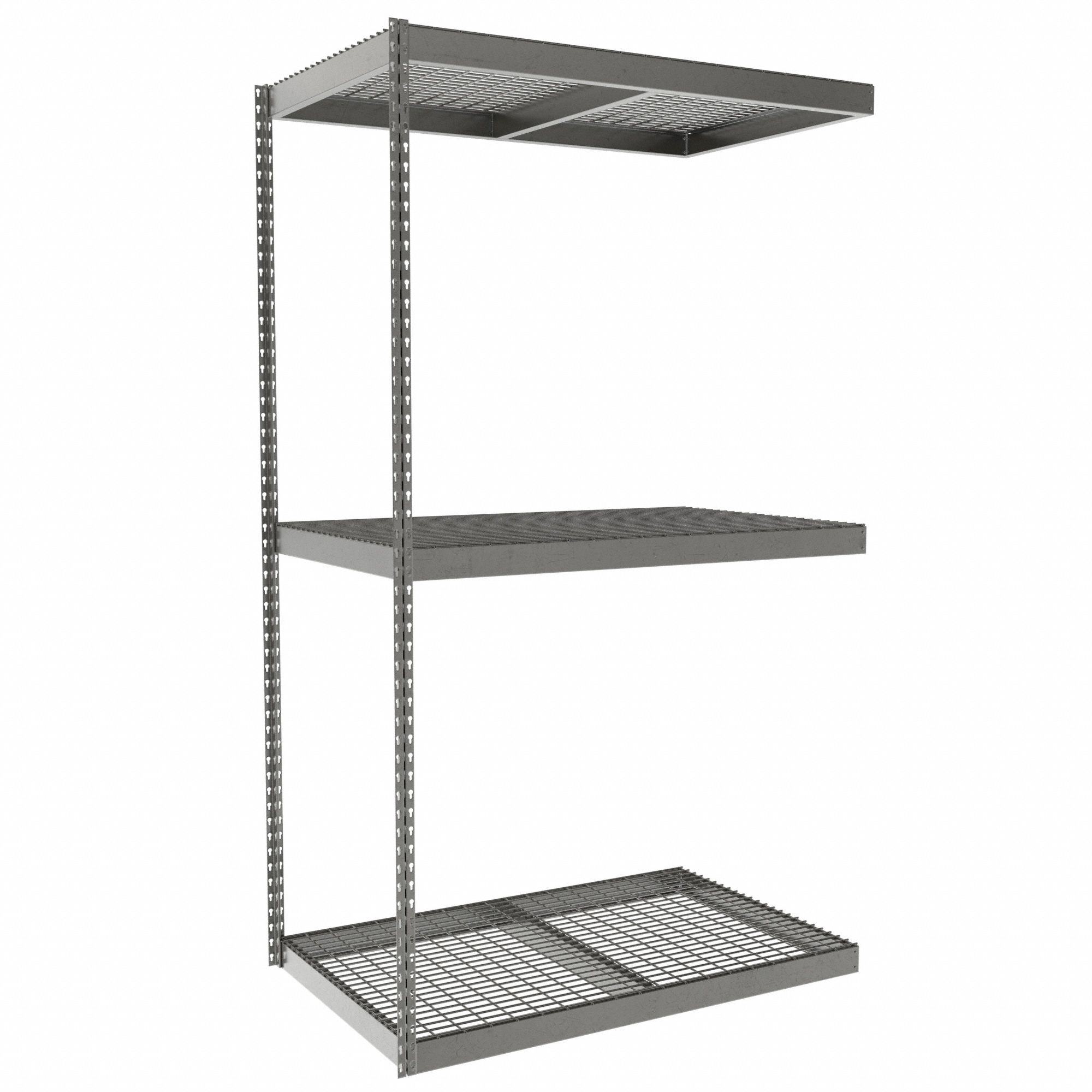 Boltless Shelving: Add-On, Heavy-Duty, 48 in x 30 in, 84 in Overall Ht, 3 Shelves, Steel