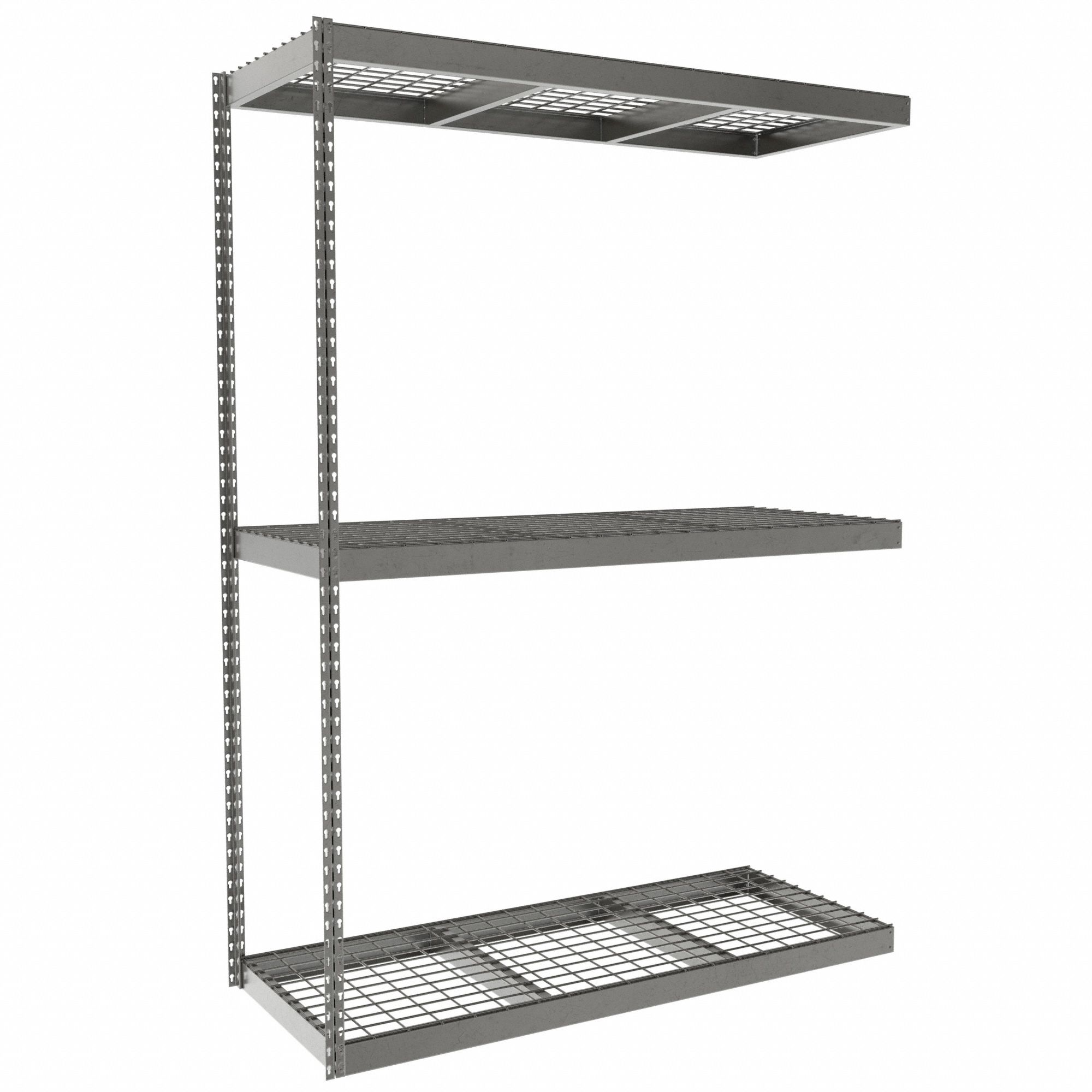 Boltless Shelving: Add-On, Heavy-Duty, 60 in x 24 in, 84 in Overall Ht, 3 Shelves, Steel