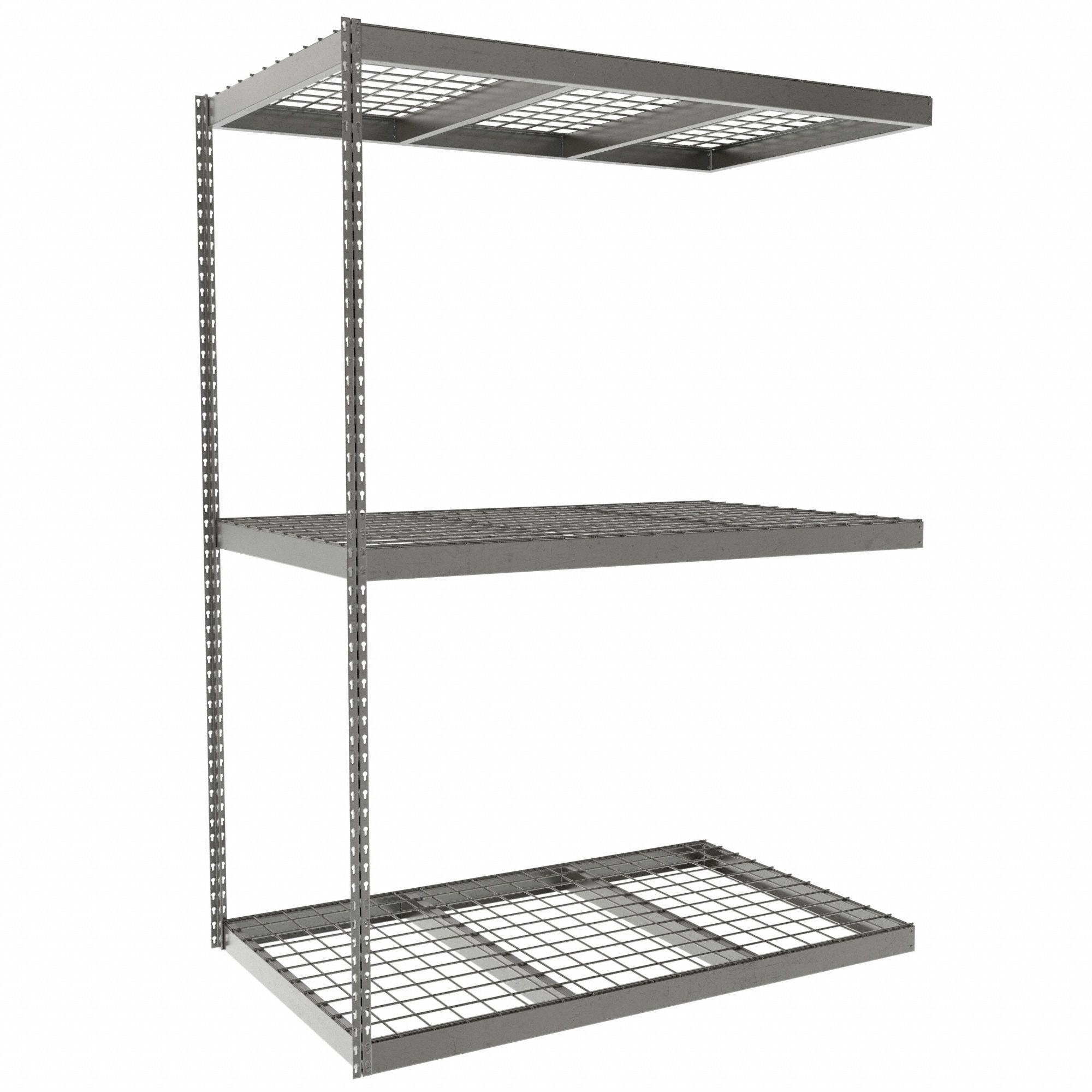 Boltless Shelving: Add-On, Heavy-Duty, 60 in x 36 in, 84 in Overall Ht, 3 Shelves, Steel