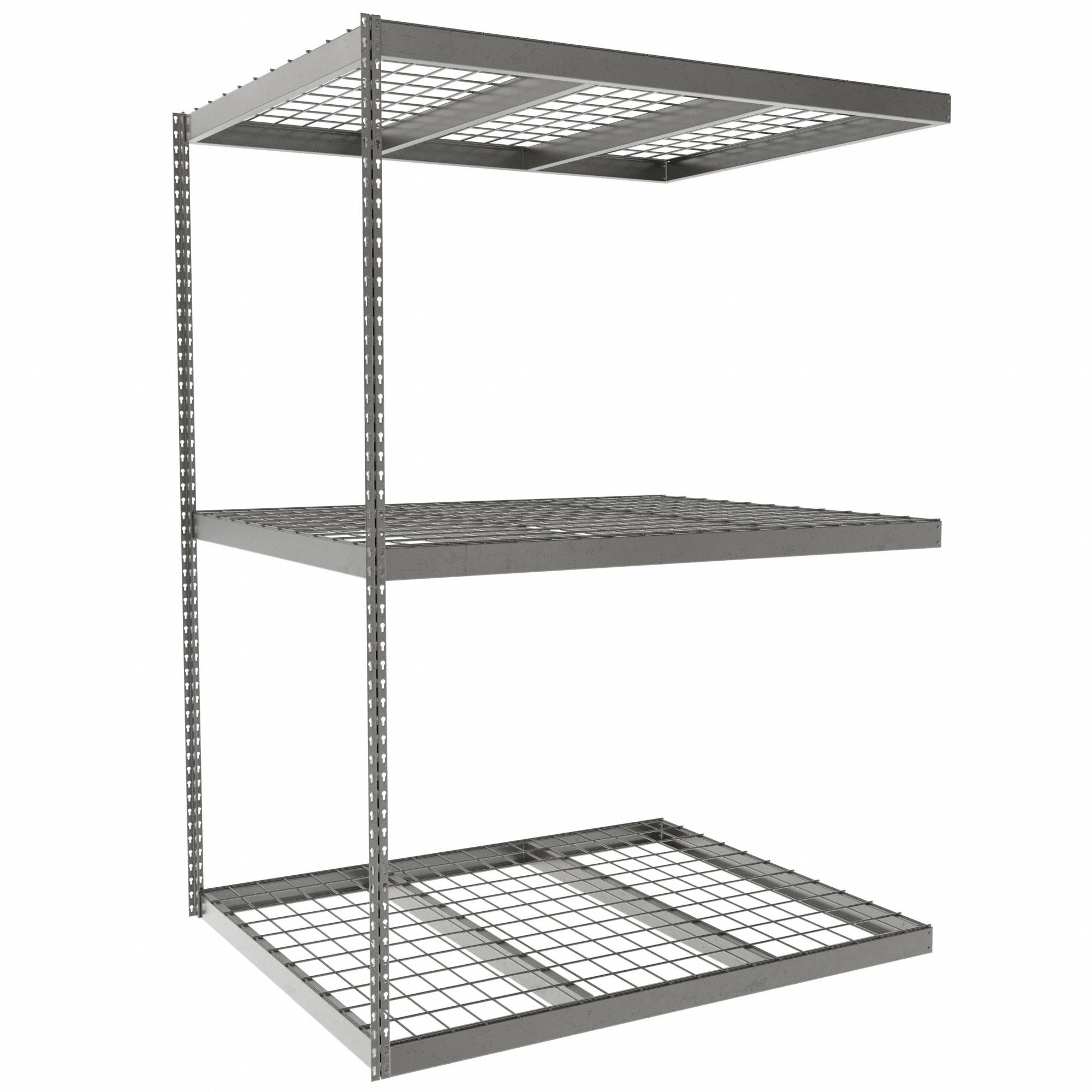 Boltless Shelving: Add-On, Heavy-Duty, 60 in x 48 in, 84 in Overall Ht, 3 Shelves, Steel