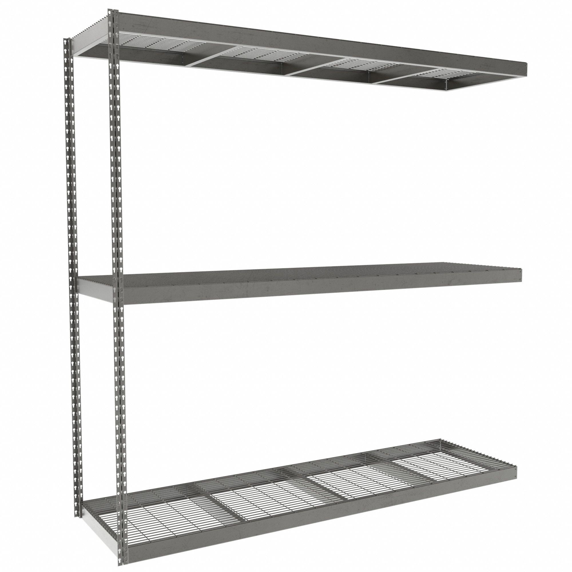 Boltless Shelving: Add-On, Heavy-Duty, 84 in x 24 in, 84 in Overall Ht, 3 Shelves, Steel