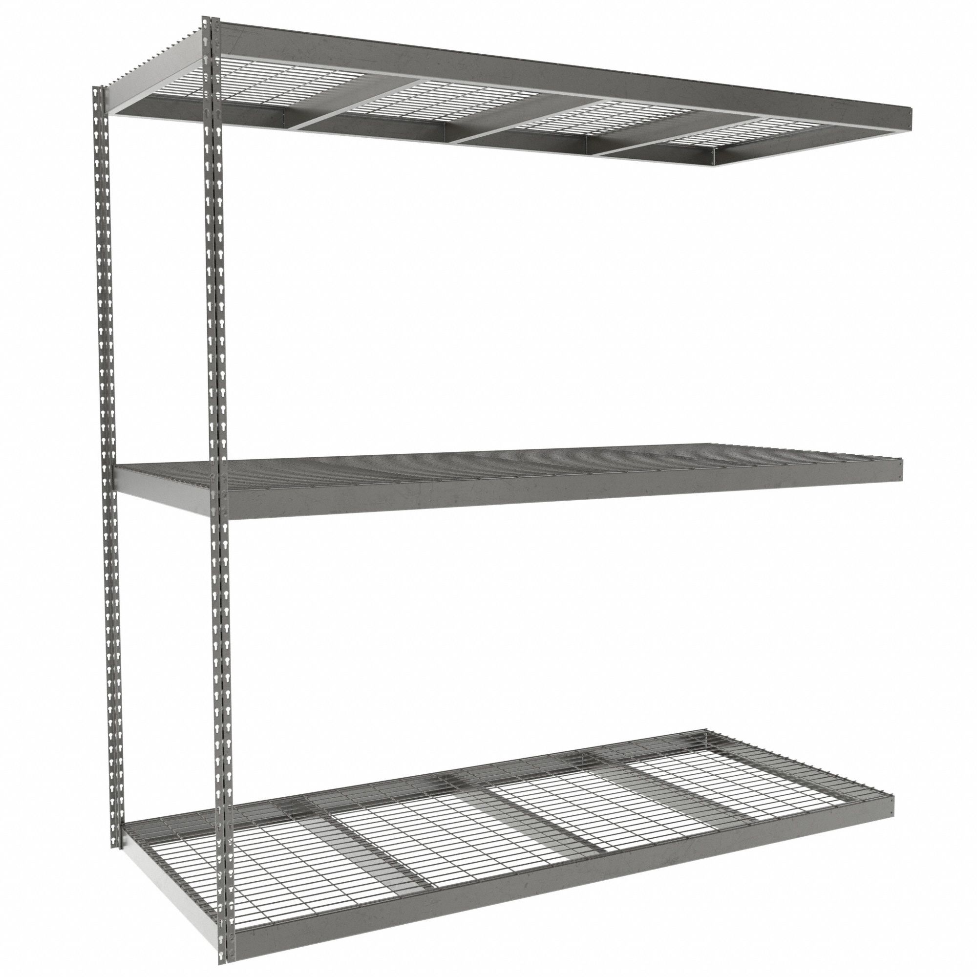 Boltless Shelving: Add-On, Heavy-Duty, 84 in x 36 in, 84 in Overall Ht, 3 Shelves, Steel