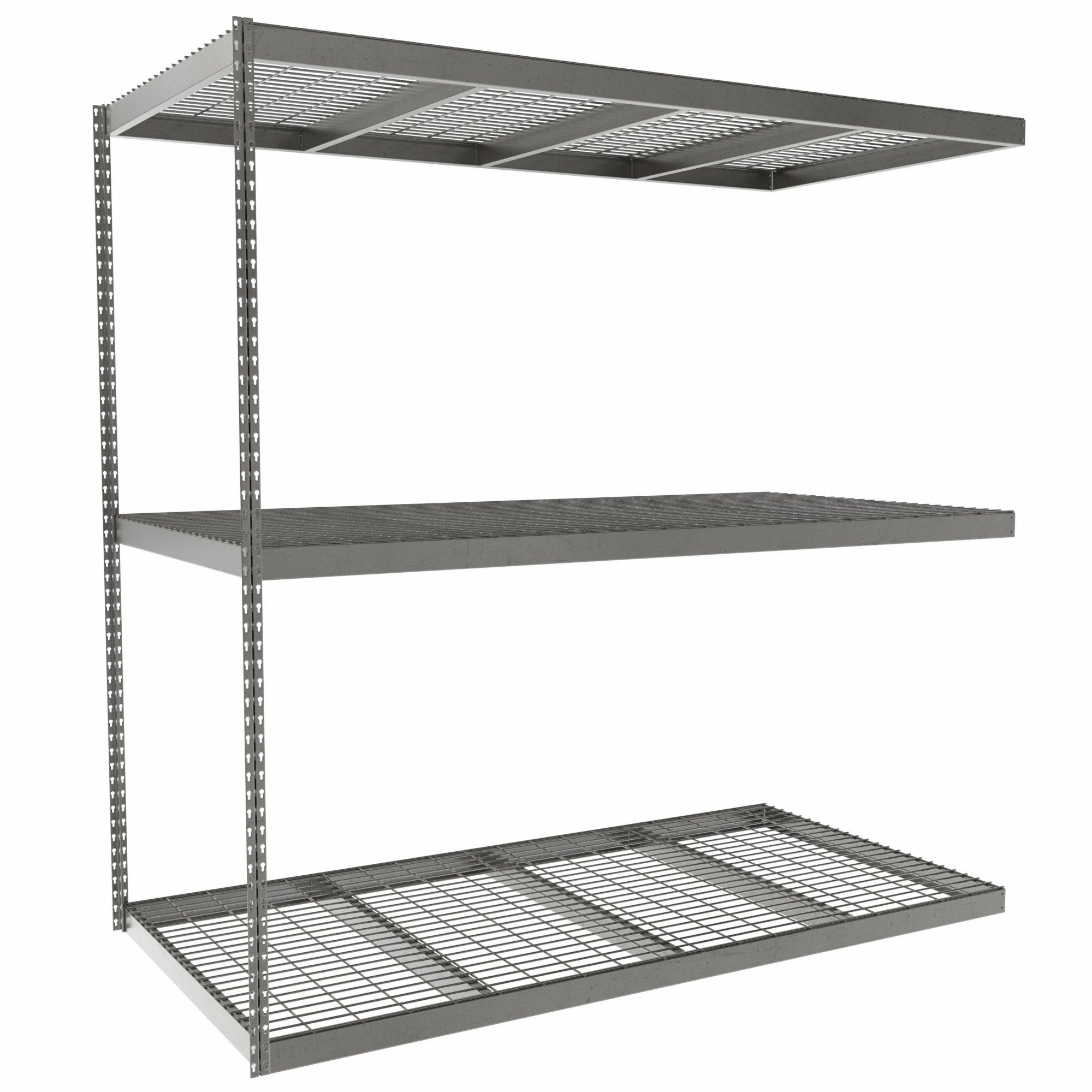 Boltless Shelving: Add-On, Heavy-Duty, 84 in x 42 in, 84 in Overall Ht, 3 Shelves, Steel