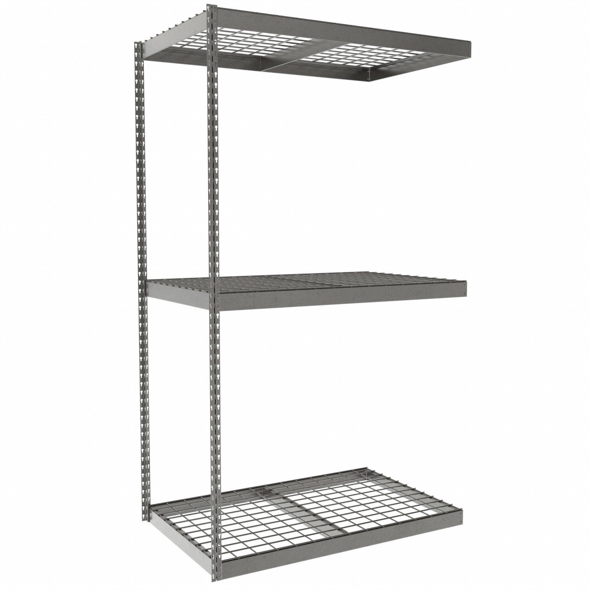 Boltless Shelving: Add-On, Heavy-Duty, 48 in x 30 in, 84 in Overall Ht, 3 Shelves, Steel