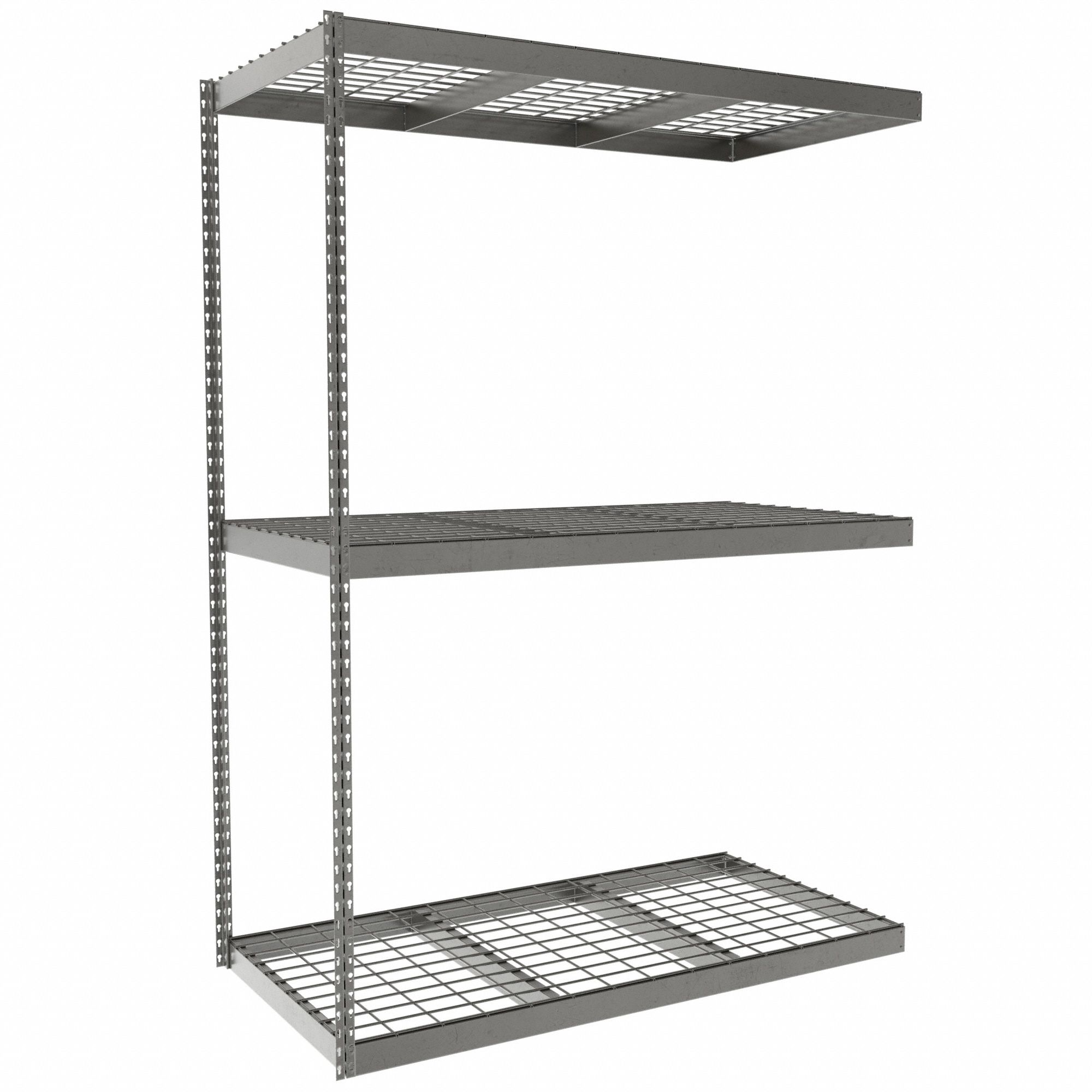 Boltless Shelving: Add-On, Heavy-Duty, 60 in x 30 in, 84 in Overall Ht, 3 Shelves, Steel