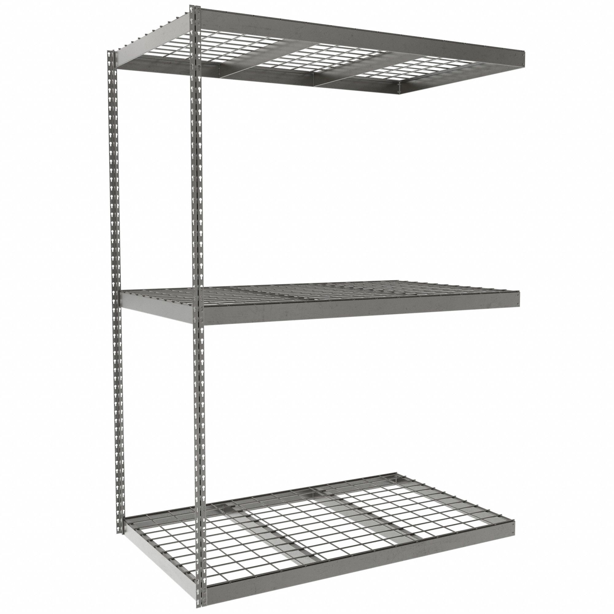 Boltless Shelving: Add-On, Heavy-Duty, 60 in x 36 in, 84 in Overall Ht, 3 Shelves, Steel