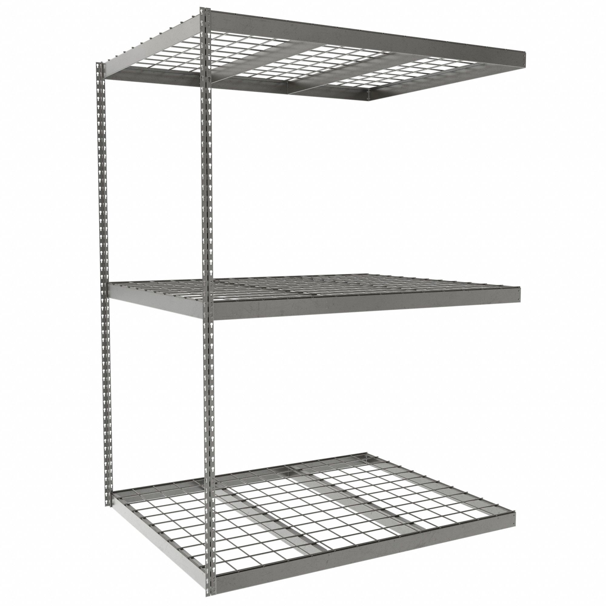 Boltless Shelving: Add-On, Heavy-Duty, 60 in x 48 in, 84 in Overall Ht, 3 Shelves, Steel