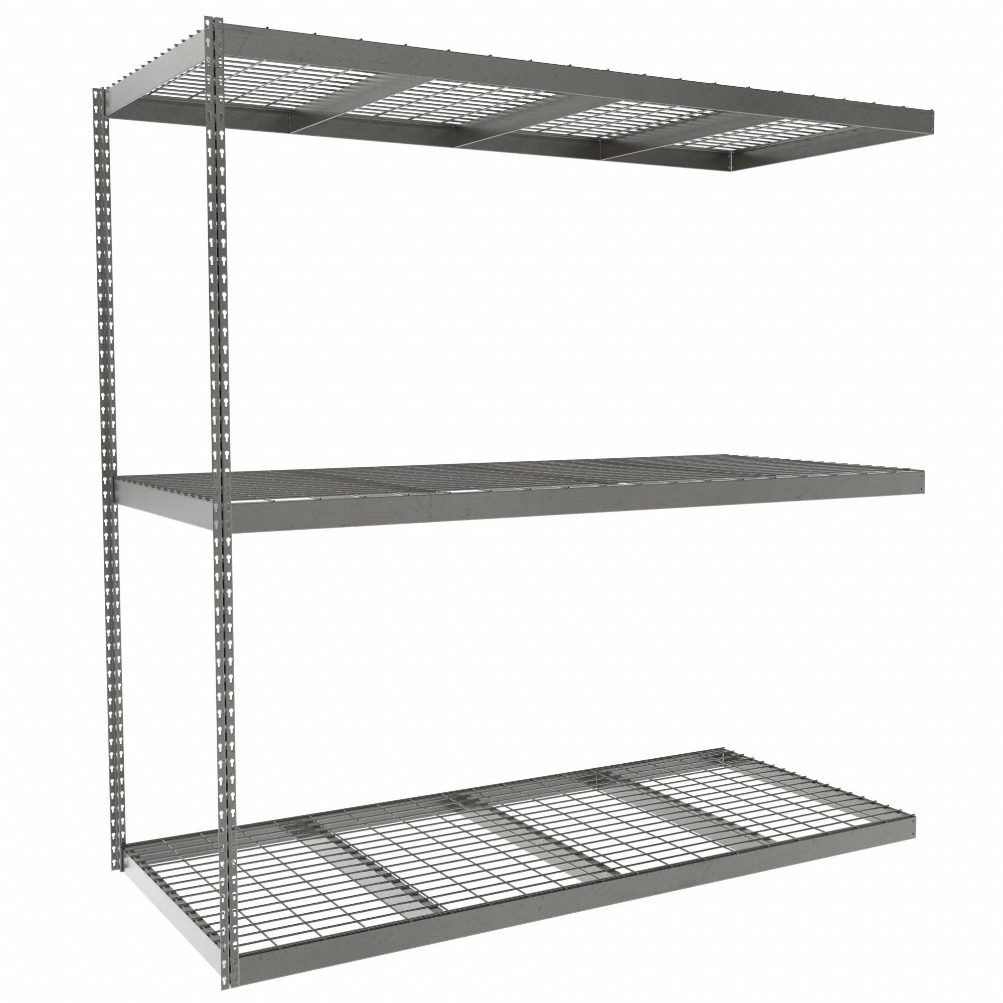 Boltless Shelving: Add-On, Heavy-Duty, 84 in x 36 in, 84 in Overall Ht, 3 Shelves, Steel
