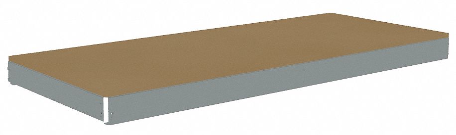 Shelf: 72 in   x 18 in, 2, 000 lb Load Capacity, Particleboard, Gray, Shelf