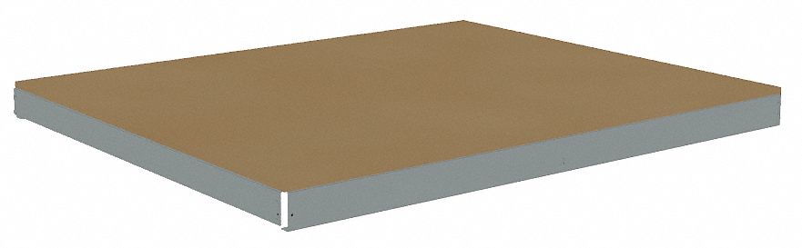 Shelf: 72 in   x 42 in, 2, 000 lb Load Capacity, Particleboard, Gray, Shelf
