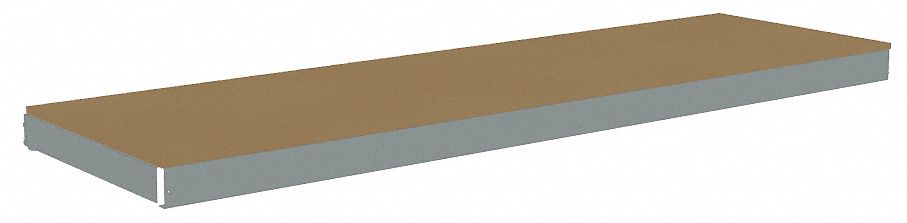 Shelf: 96 in   x 18 in, 1, 600 lb Load Capacity, Particleboard, Gray, Shelf