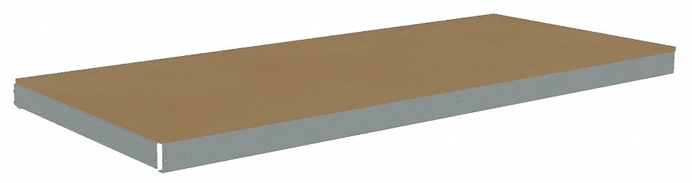 Shelf: 96 in   x 30 in, 1, 600 lb Load Capacity, Particleboard, Gray, Shelf