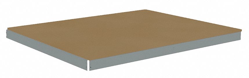 Shelf: 72 in   x 42 in, 1, 750 lb Load Capacity, Particleboard, Gray, Shelf