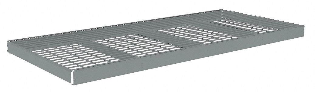 SHELF, 96 IN X 30 IN, 1,600 LB LOAD CAPACITY, STEEL, 5 GA DECKING, GREY, BOLTLESS