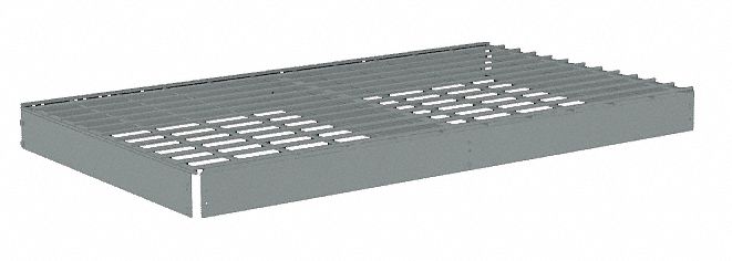 Shelf: 48 in   x 18 in, 2, 250 lb Load Capacity, Steel, 5 ga Decking, Gray, Shelf