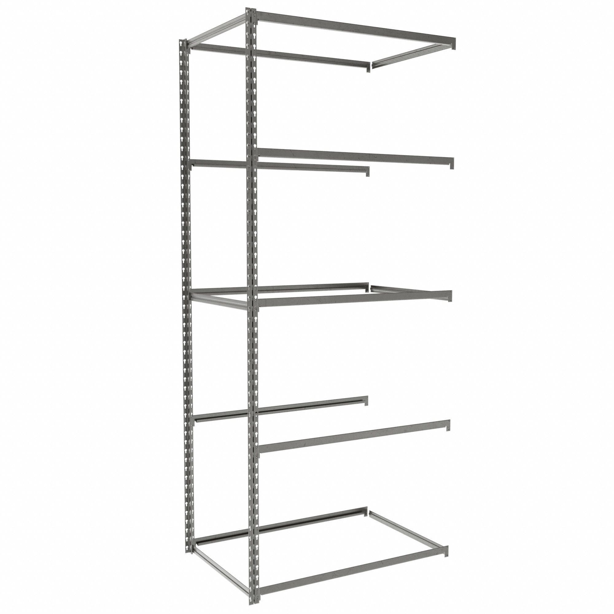 Boltless Shelving: Add-On, Medium-Duty, 36 in x 24 in, 84 in Overall Ht, 5 Shelves