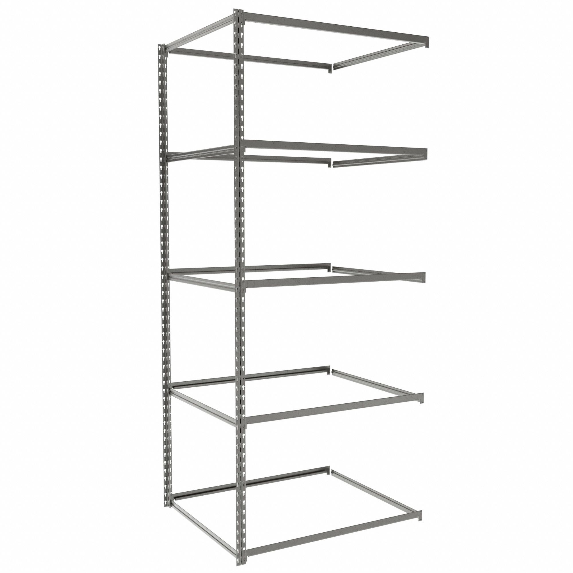 Boltless Shelving: Add-On, Medium-Duty, 36 in x 30 in, 84 in Overall Ht, 5 Shelves