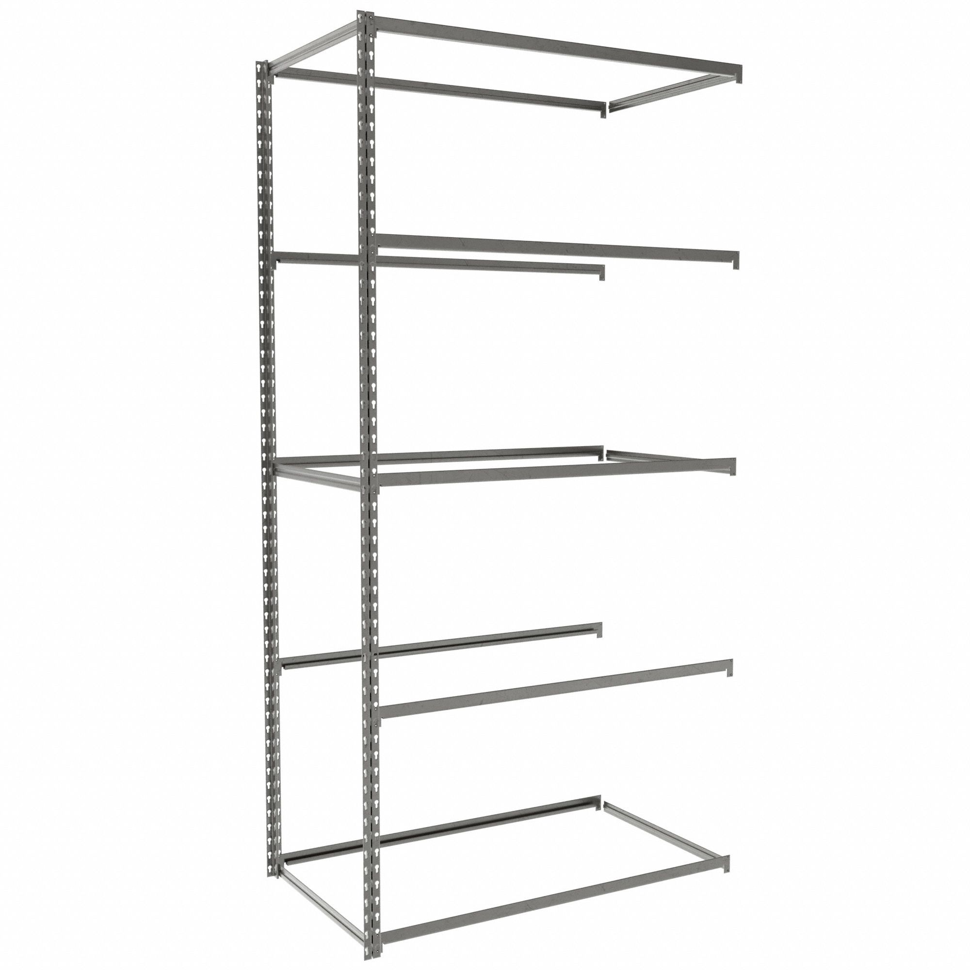 Boltless Shelving: Add-On, Medium-Duty, 42 in x 24 in, 84 in Overall Ht, 5 Shelves