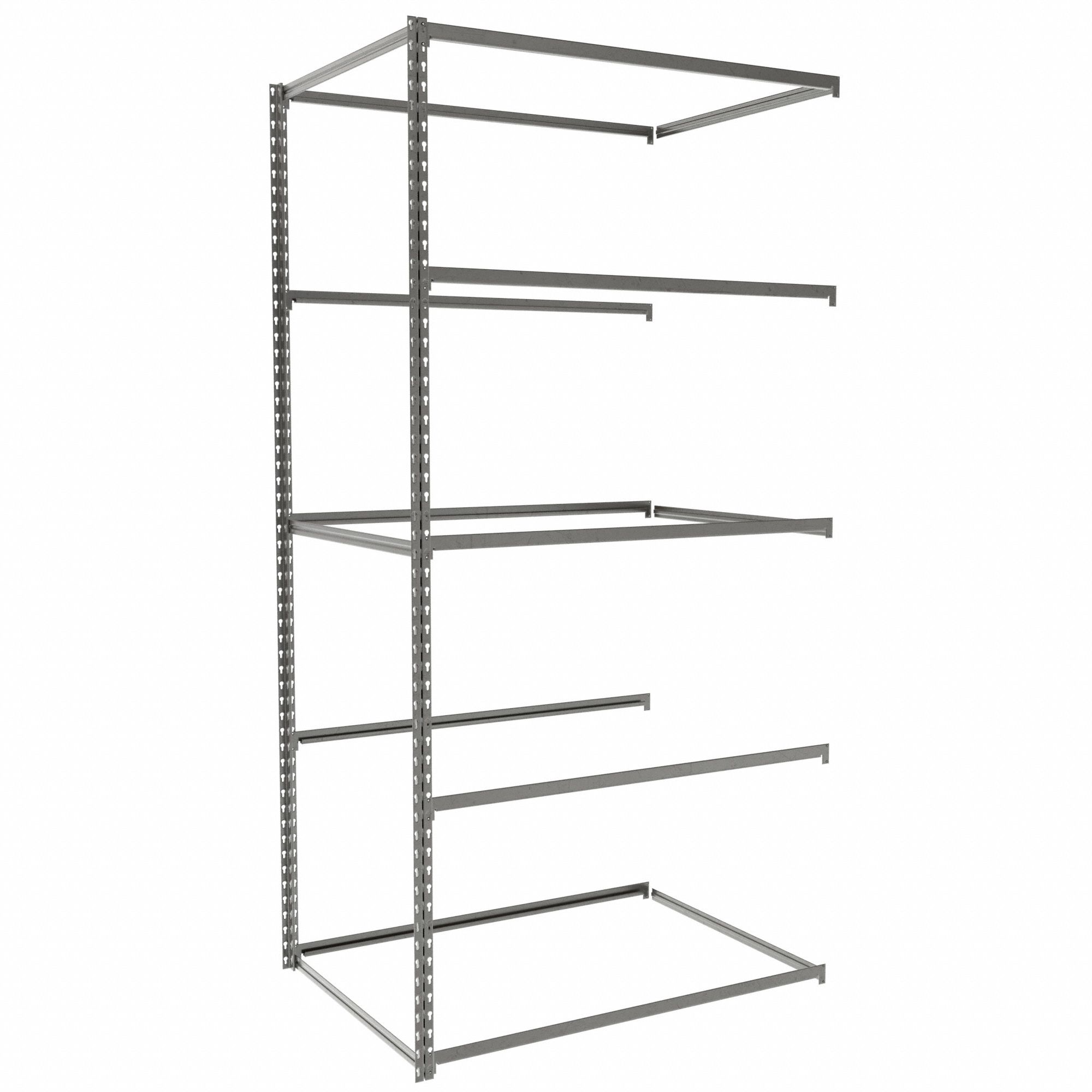 Boltless Shelving: Add-On, Medium-Duty, 42 in x 30 in, 84 in Overall Ht, 5 Shelves