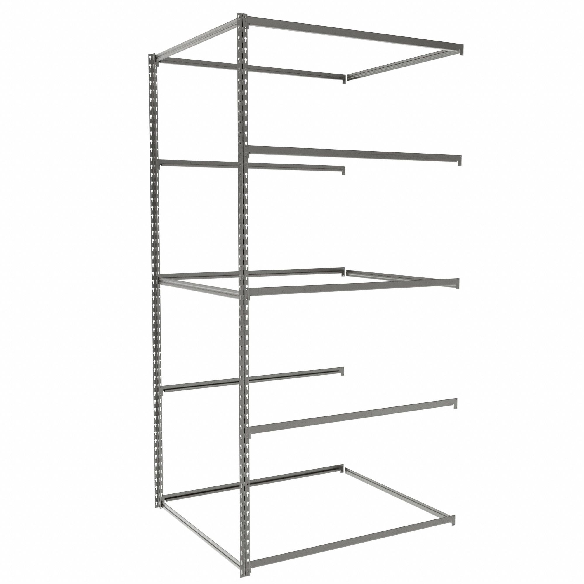 Boltless Shelving: Add-On, Medium-Duty, 42 in x 36 in, 84 in Overall Ht, 5 Shelves