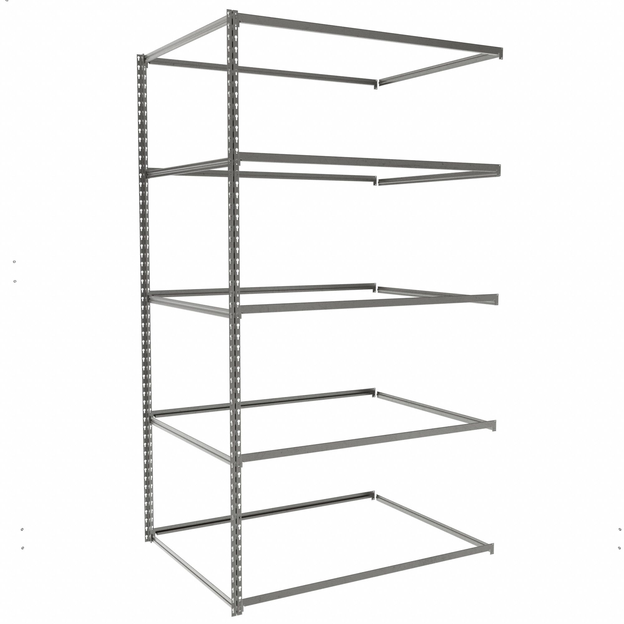 Boltless Shelving: Add-On, Medium-Duty, 48 in x 36 in, 84 in Overall Ht, 5 Shelves