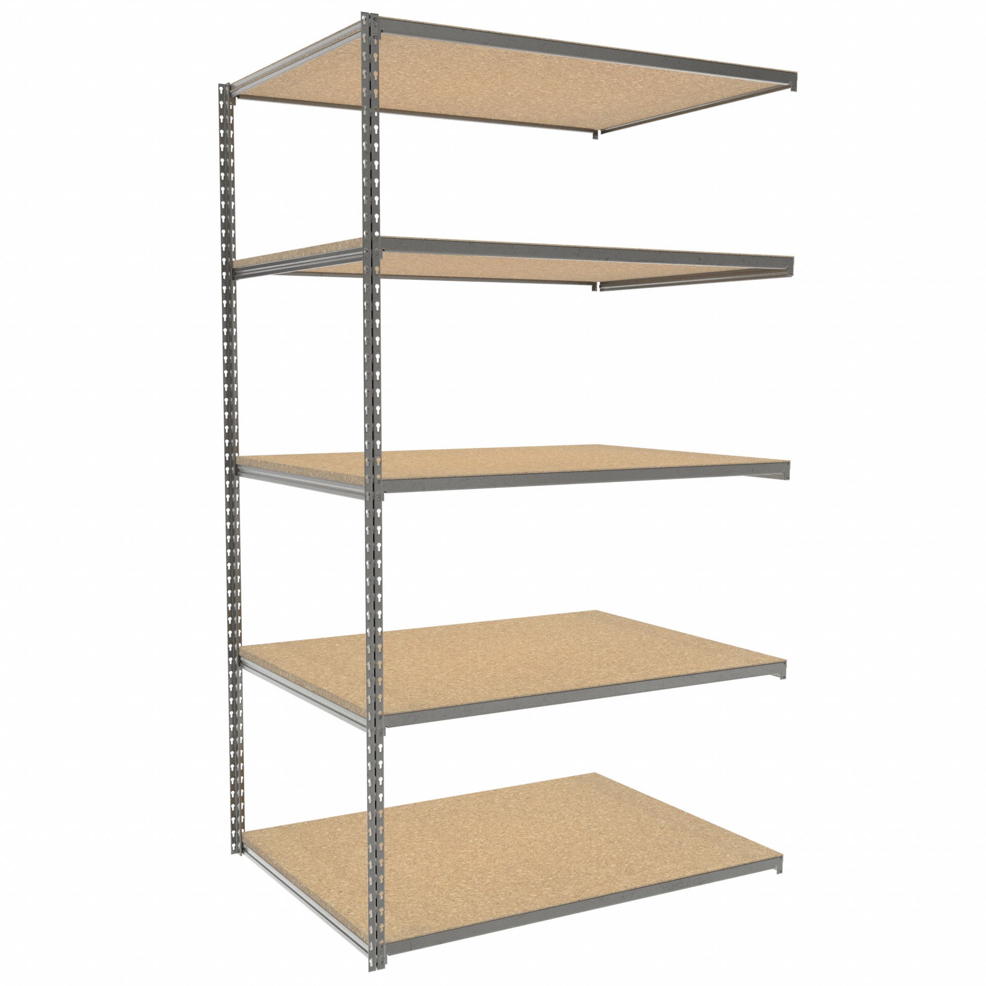 Boltless Shelving: Add-On, Medium-Duty, 48 in x 36 in, 84 in Overall Ht, 5 Shelves