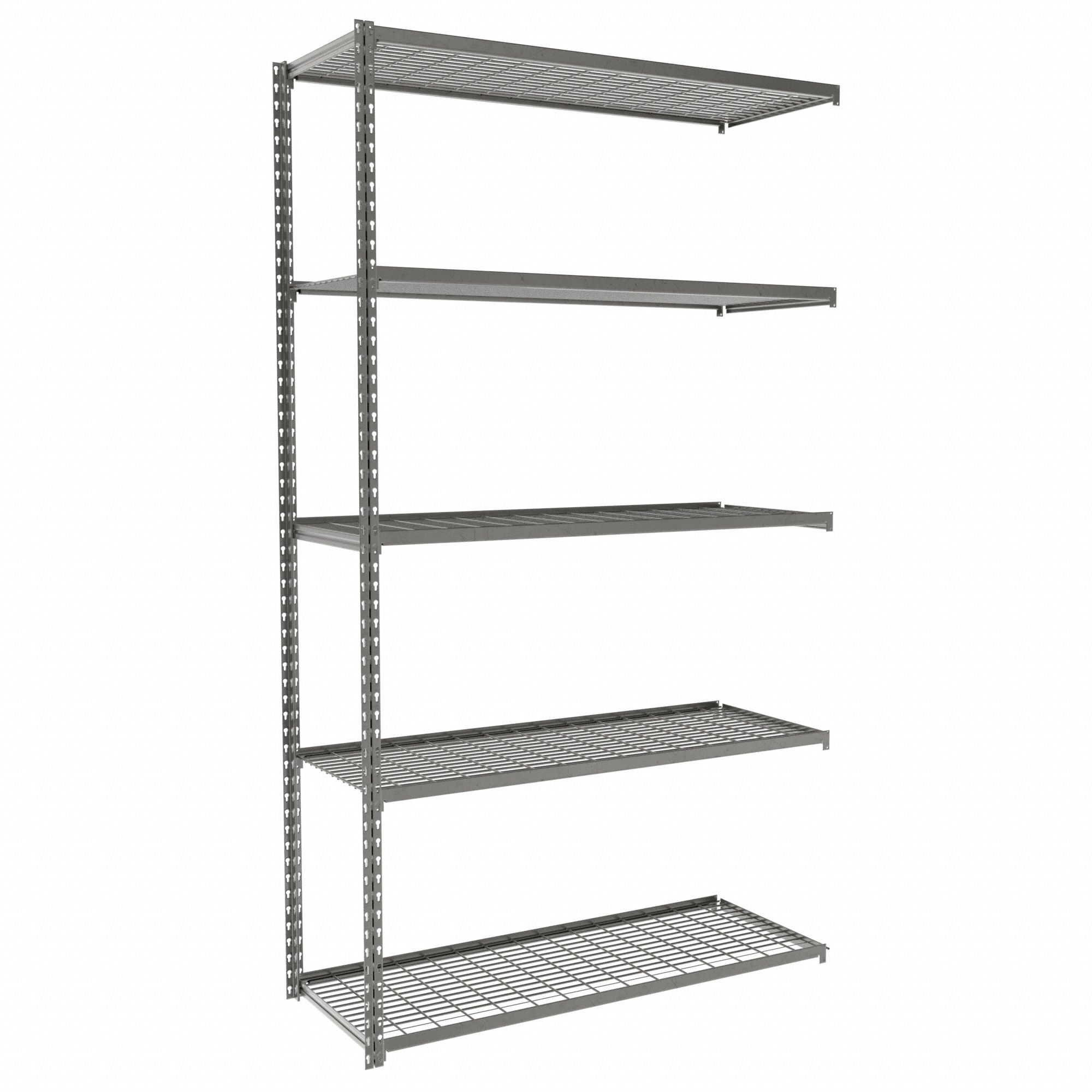 Boltless Shelving: Add-On, Medium-Duty, 48 in x 18 in, 84 in Overall Ht, 5 Shelves, Steel