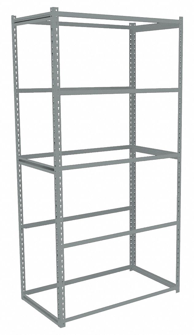 Boltless Shelving: Starter, Light-Duty, 36 in x 30 in, 84 in Overall Ht, 5 Shelves, Open