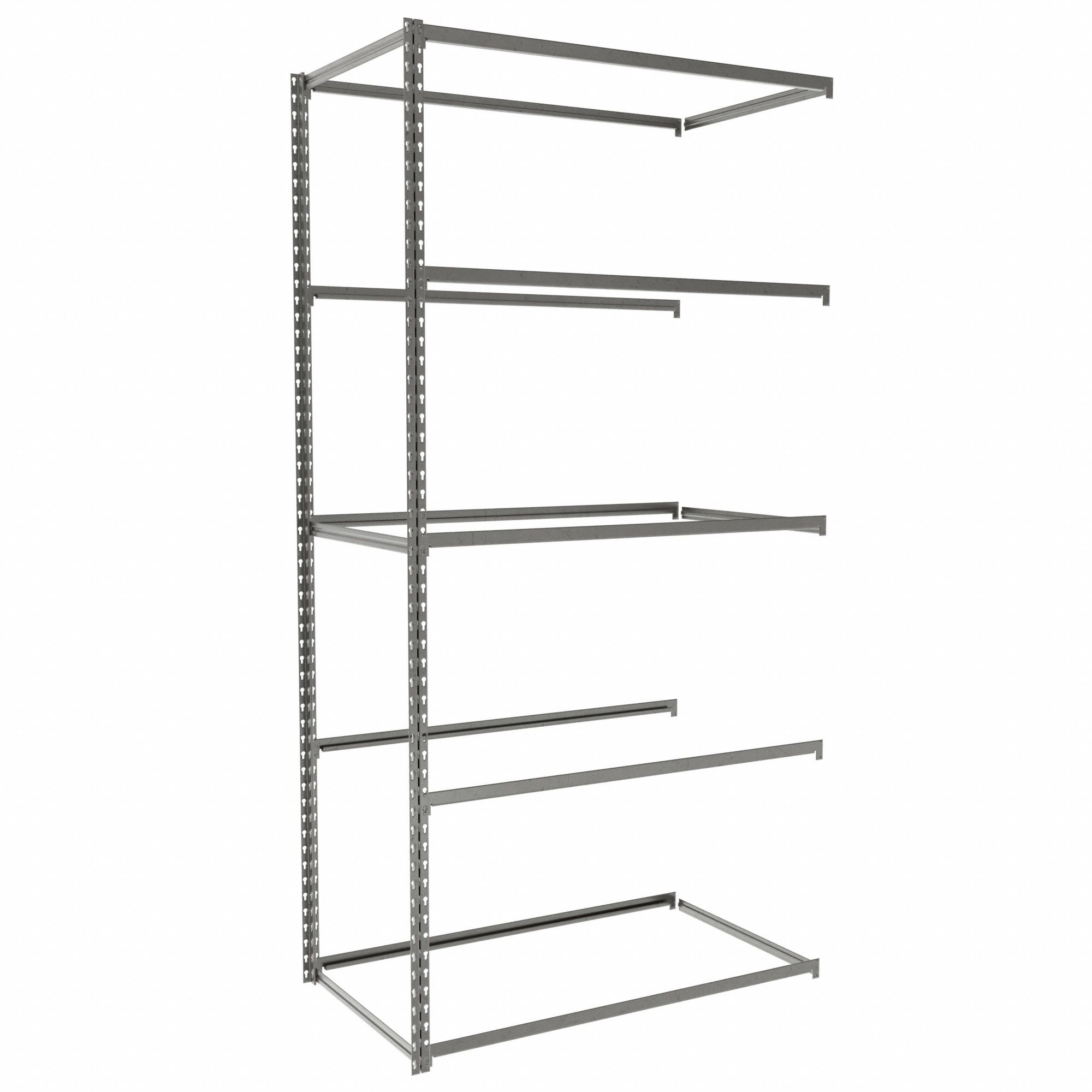 Boltless Shelving: Add-On, Light-Duty, 42 in x 24 in, 84 in Overall Ht, 5 Shelves