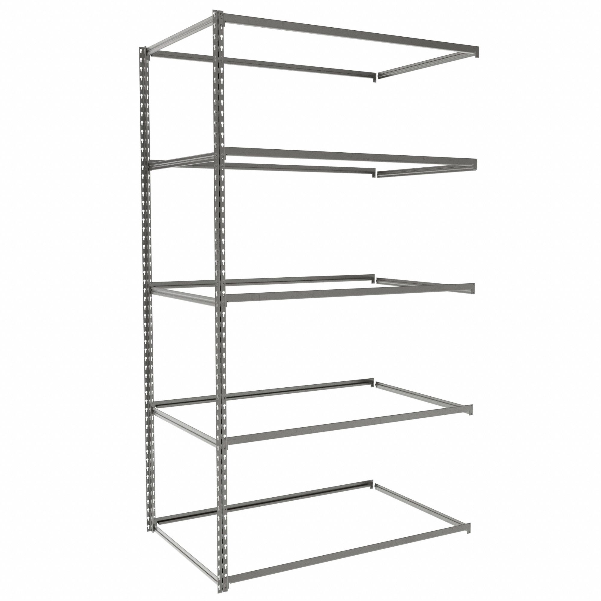 Boltless Shelving: Add-On, Light-Duty, 48 in x 30 in, 84 in Overall Ht, 5 Shelves