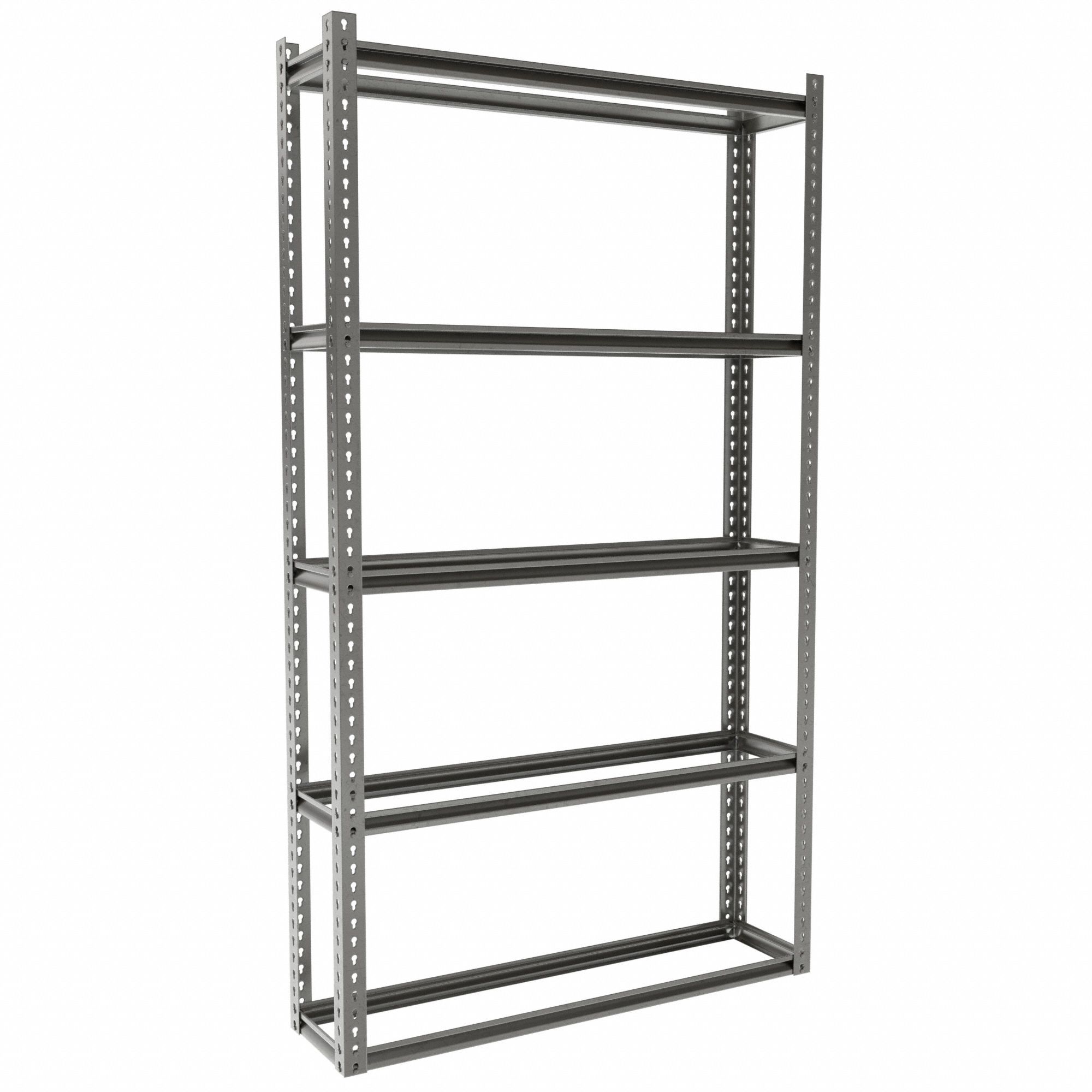 Boltless Shelving: Starter, Medium-Duty, 48 in x 12 in, 84 in Overall Ht, 5 Shelves, Open