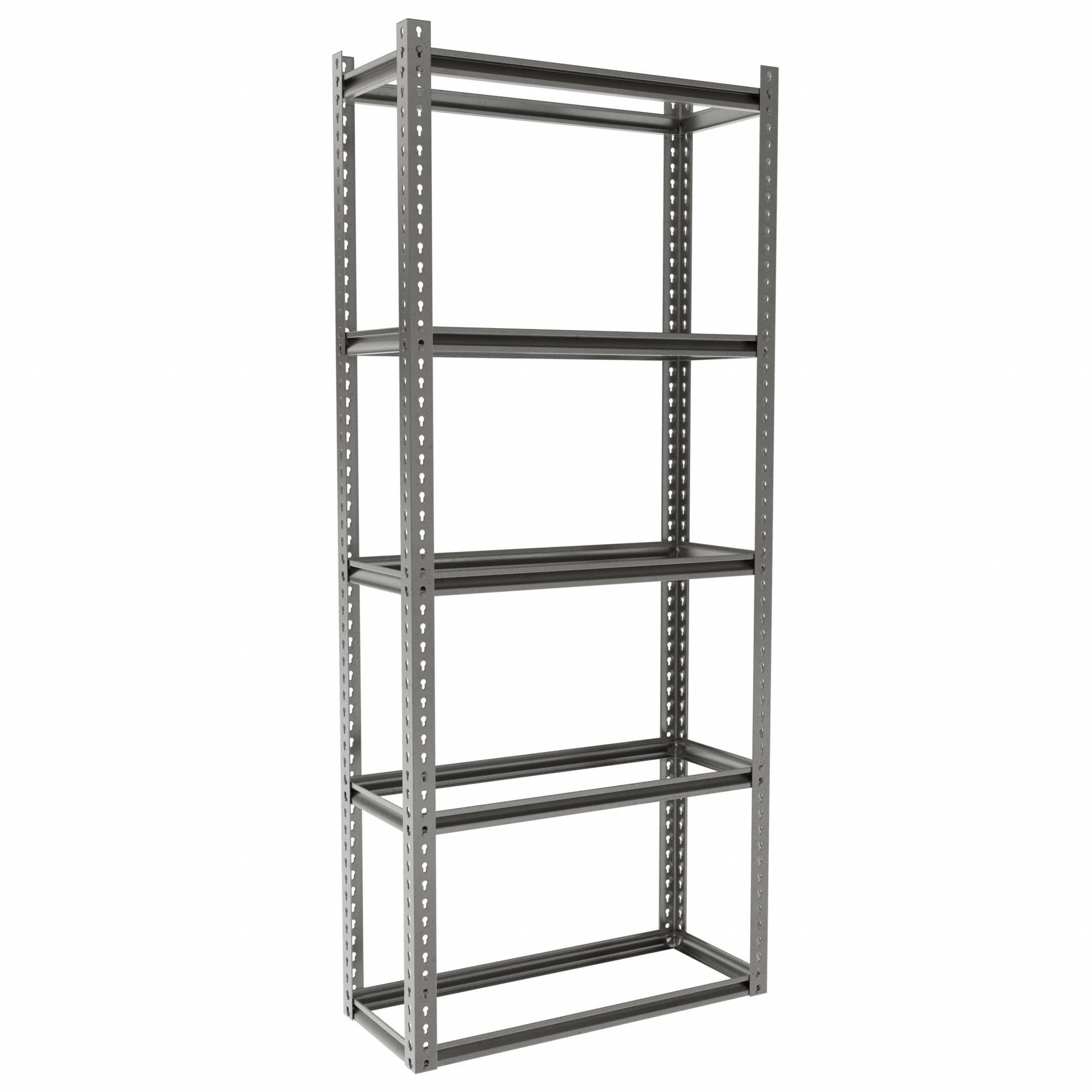 Boltless Shelving: Starter, Medium-Duty, 36 in x 15 in, 84 in Overall Ht, 5 Shelves, Open