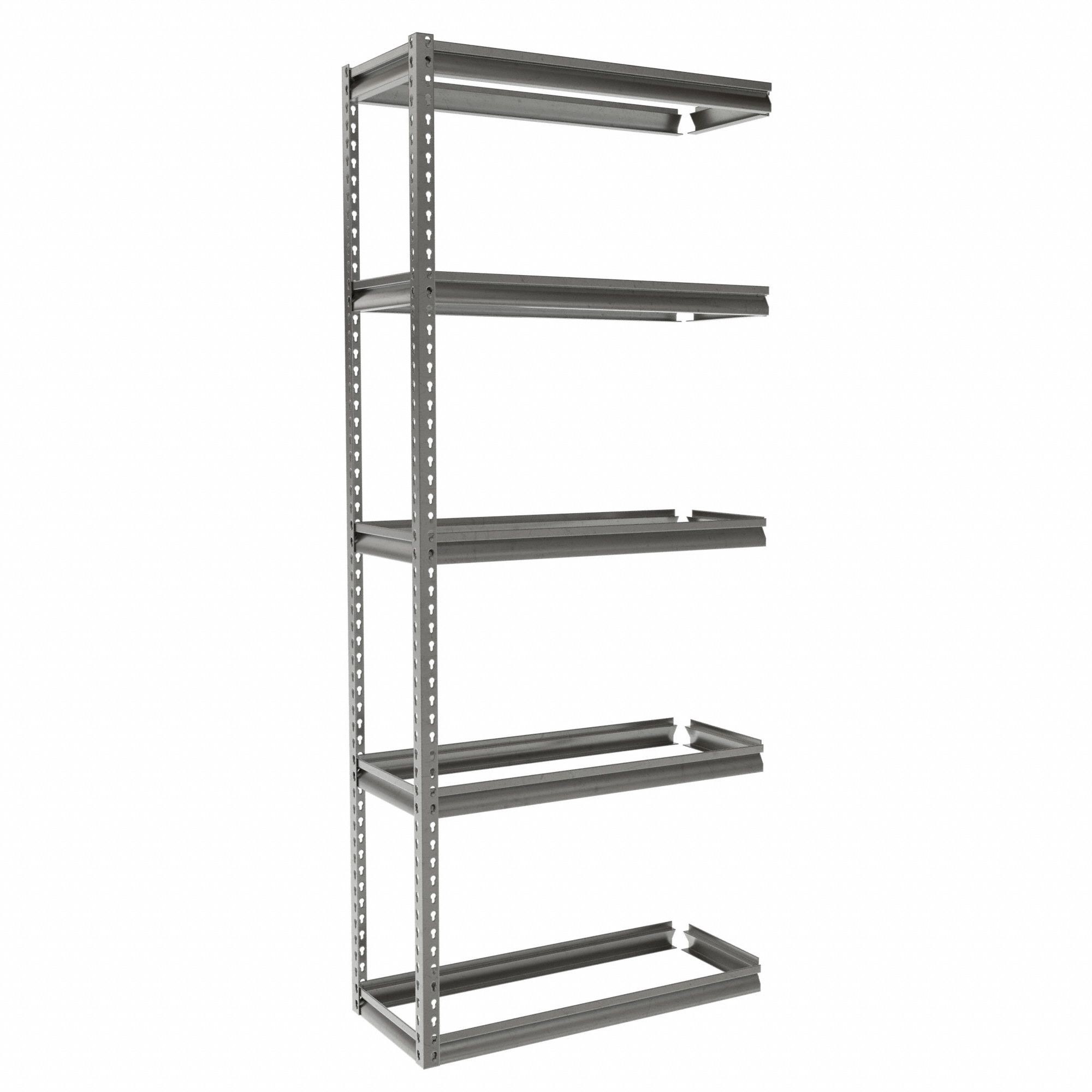 Boltless Shelving: Add-On, Medium-Duty, 36 in x 15 in, 84 in Overall Ht, 5 Shelves
