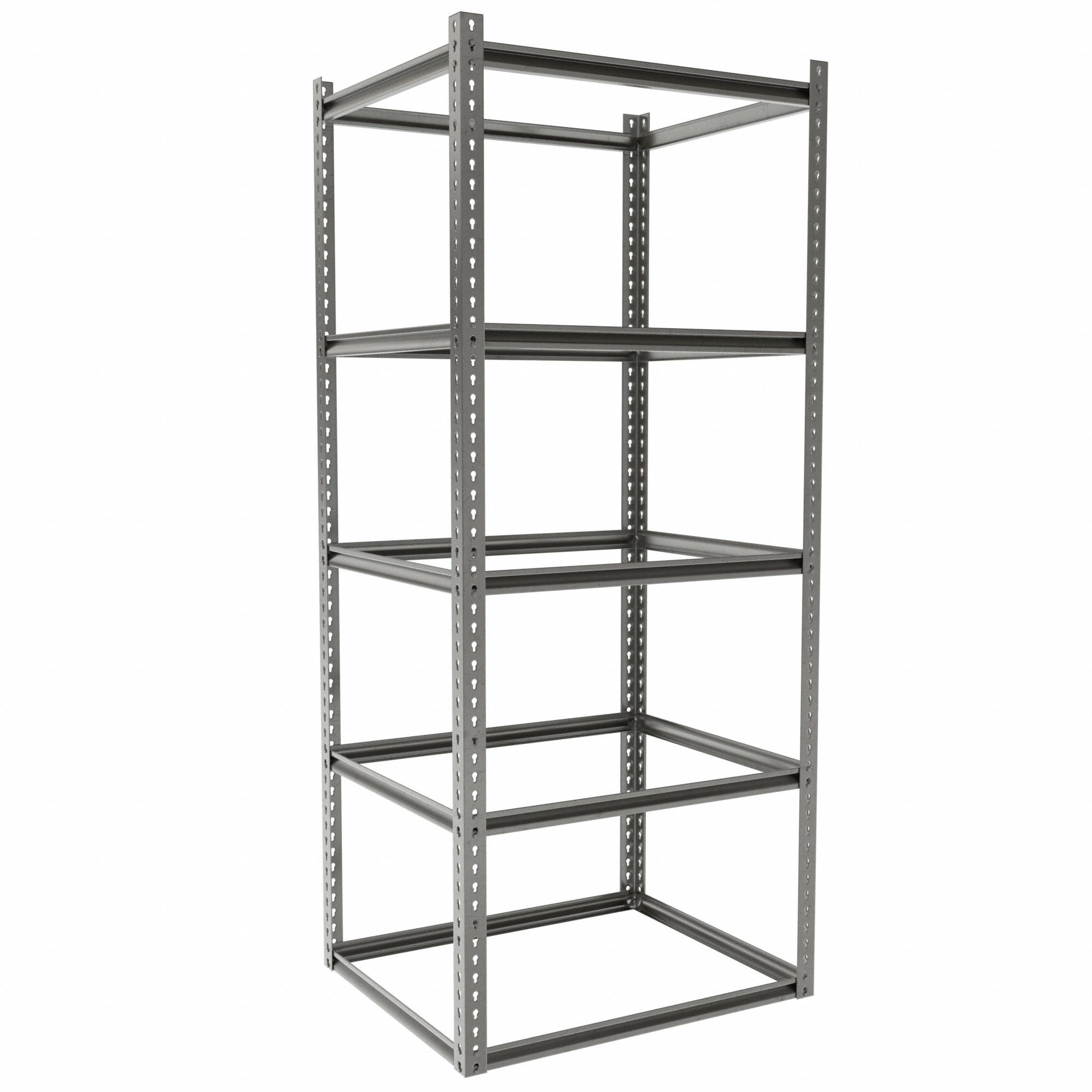 Boltless Shelving: Starter, Medium-Duty, 36 in x 30 in, 84 in Overall Ht, 5 Shelves, Open