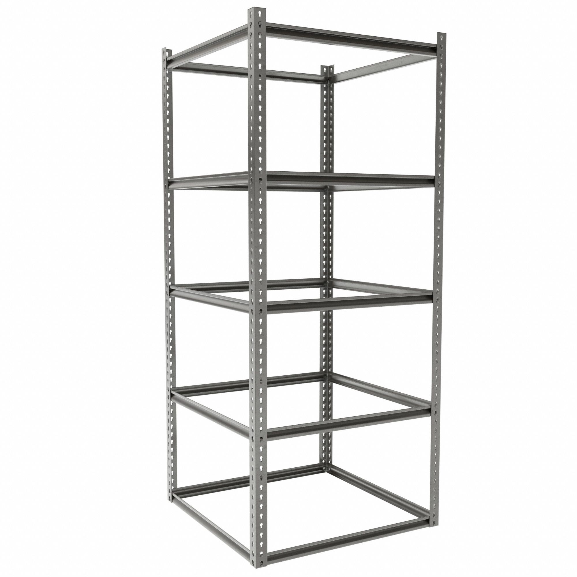 Boltless Shelving: Starter, Medium-Duty, 36 in x 36 in, 84 in Overall Ht, 5 Shelves, Open
