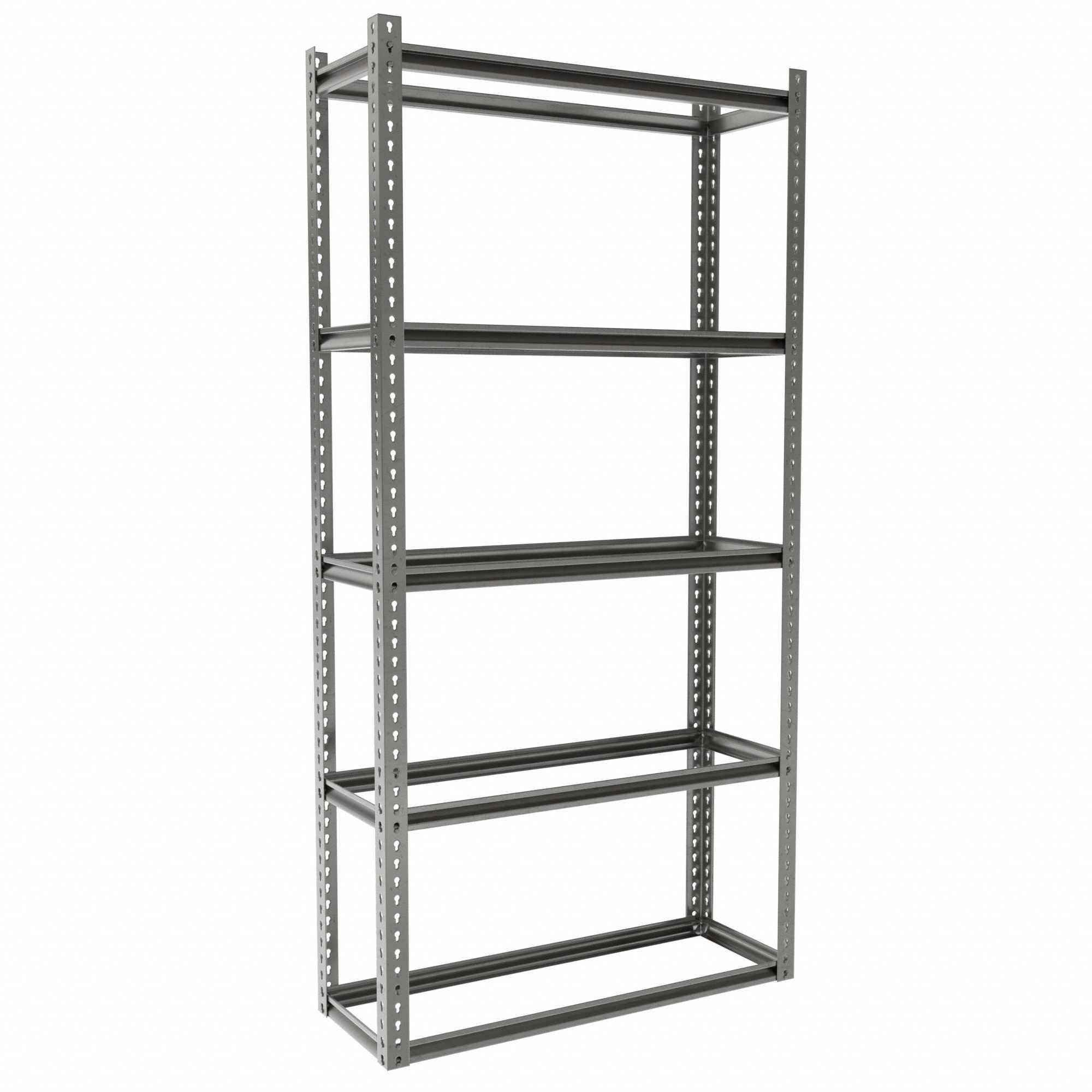 Boltless Shelving: Starter, Medium-Duty, 42 in x 15 in, 84 in Overall Ht, 5 Shelves, Open