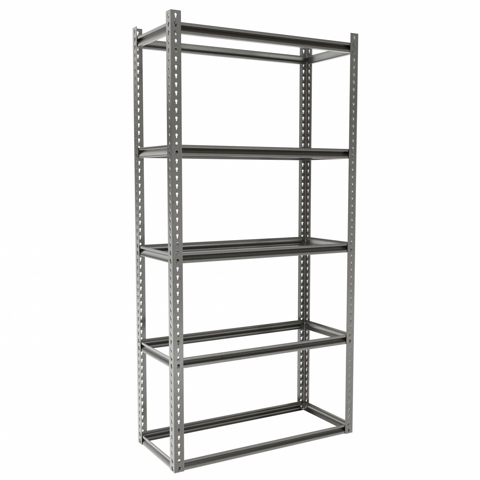 Boltless Shelving: Starter, Medium-Duty, 42 in x 18 in, 84 in Overall Ht, 5 Shelves, Open